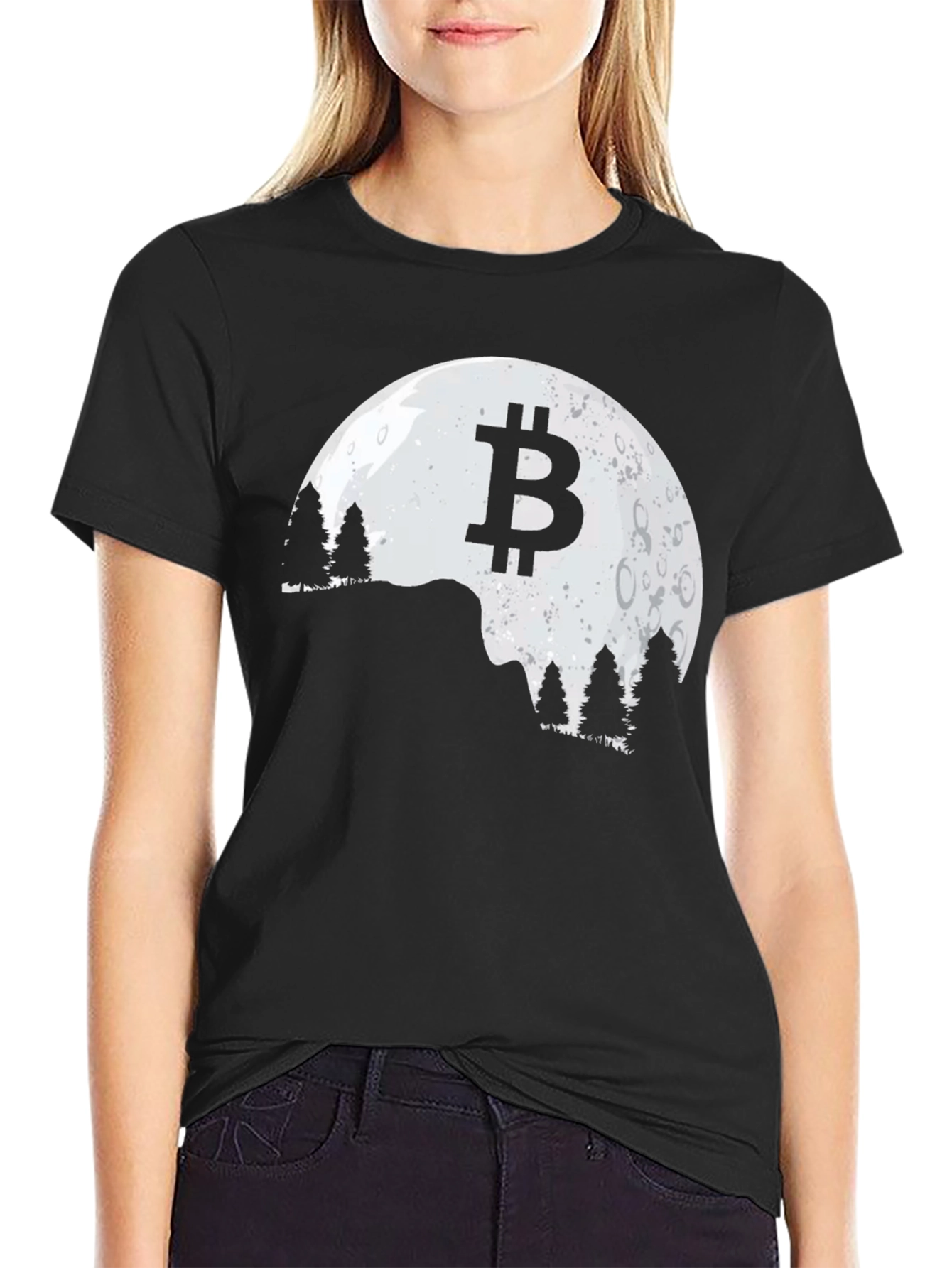 Bitcoin Moon Silhouette Graphic T-Shirt