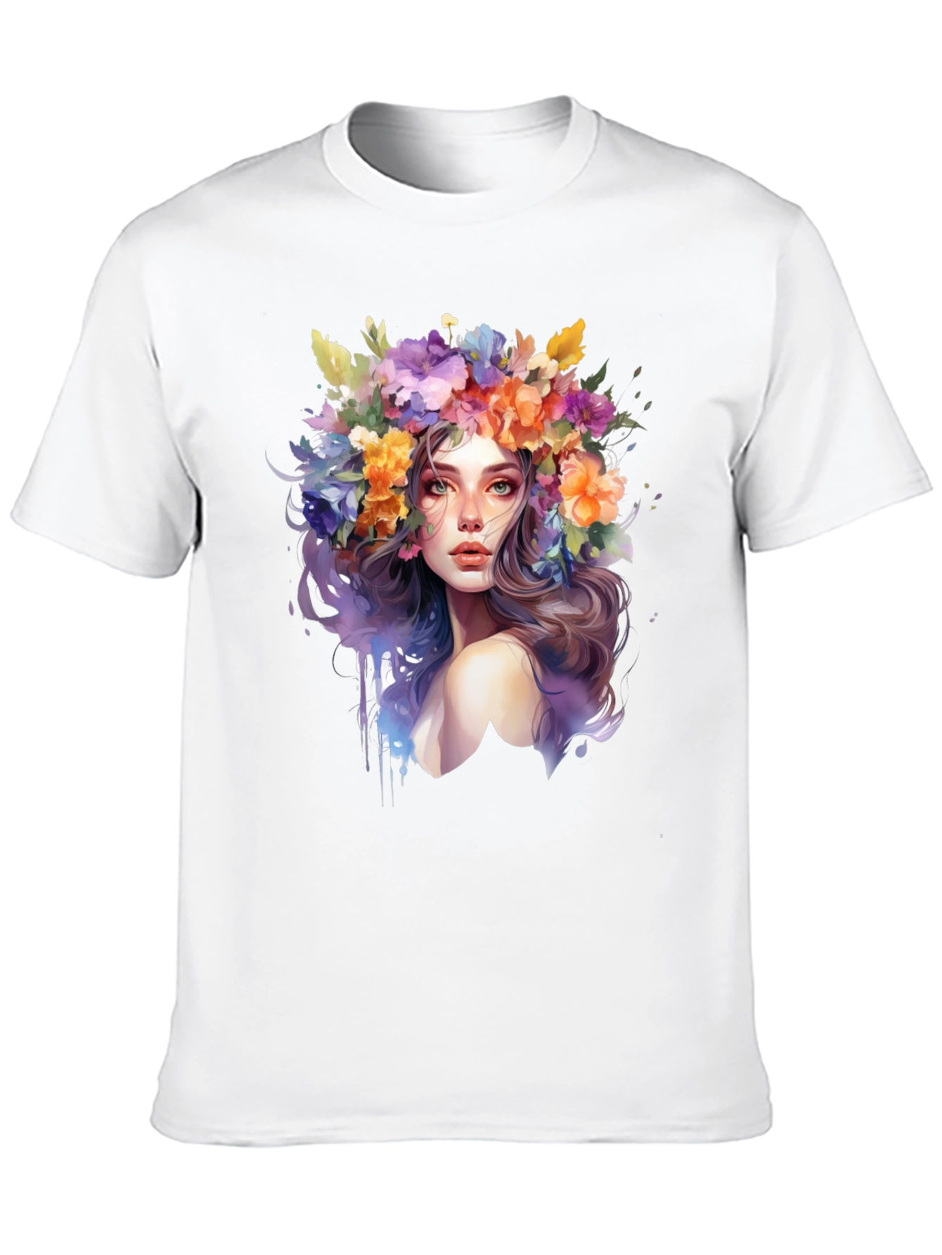 Floral Woman Graphic Tee - Artistic Style