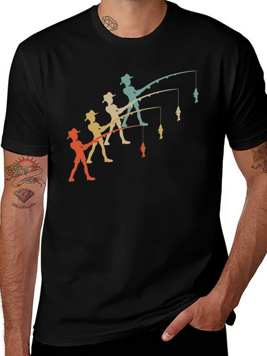 Retro Angler T-Shirt - Fishing Evolution Tee