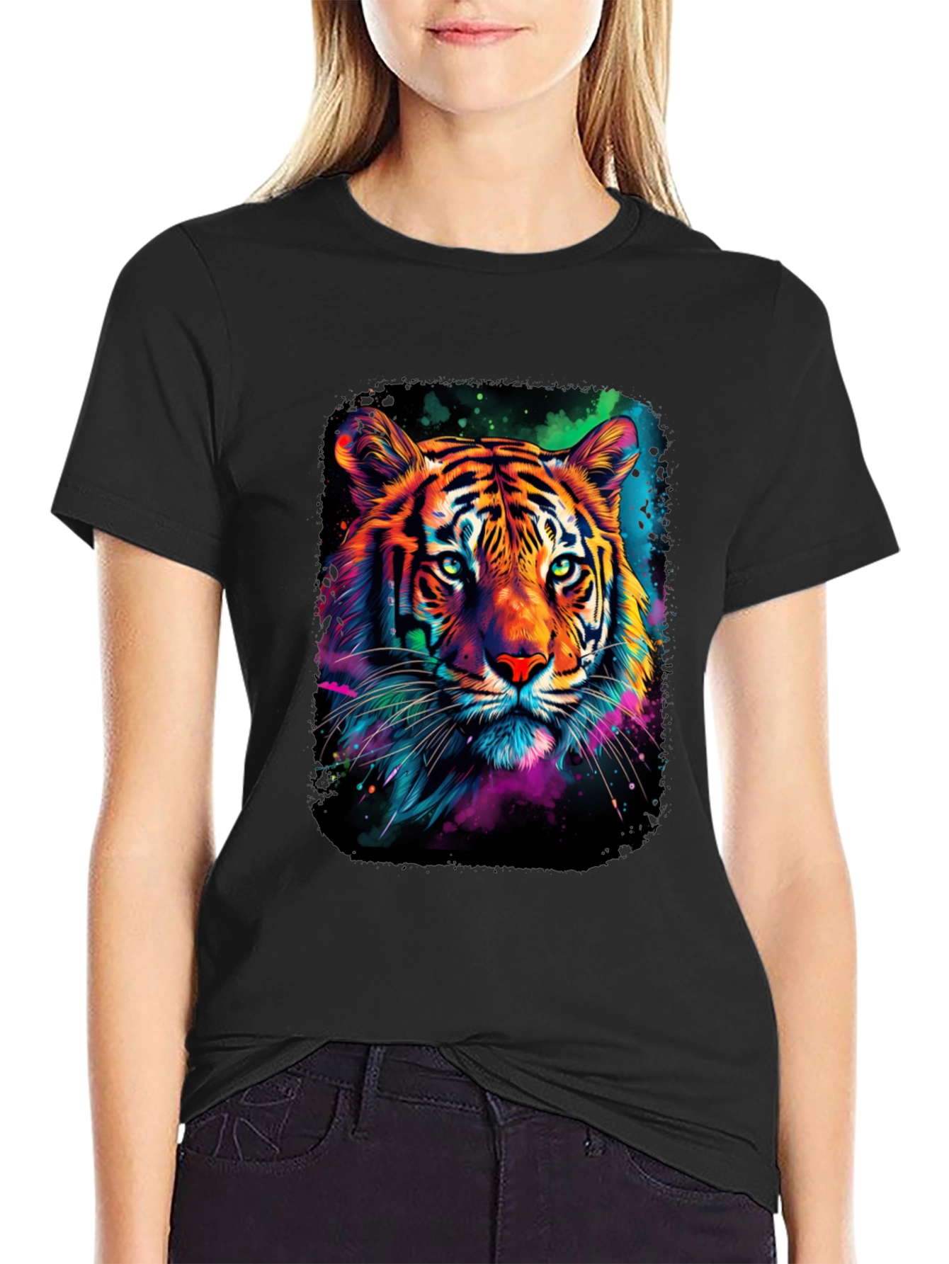 Neon Tiger Graphic Print Tee