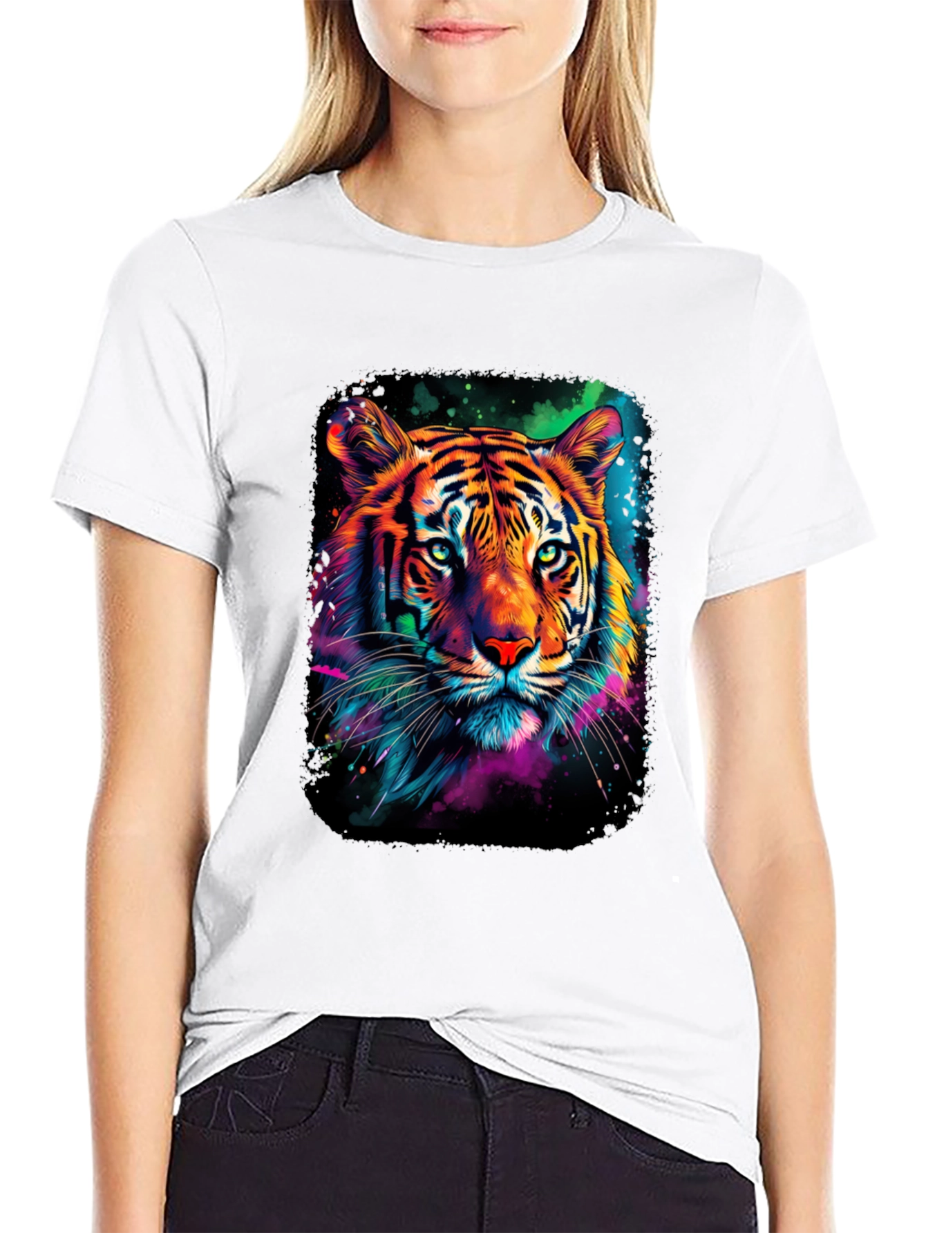 Neon Tiger Graphic Print Tee