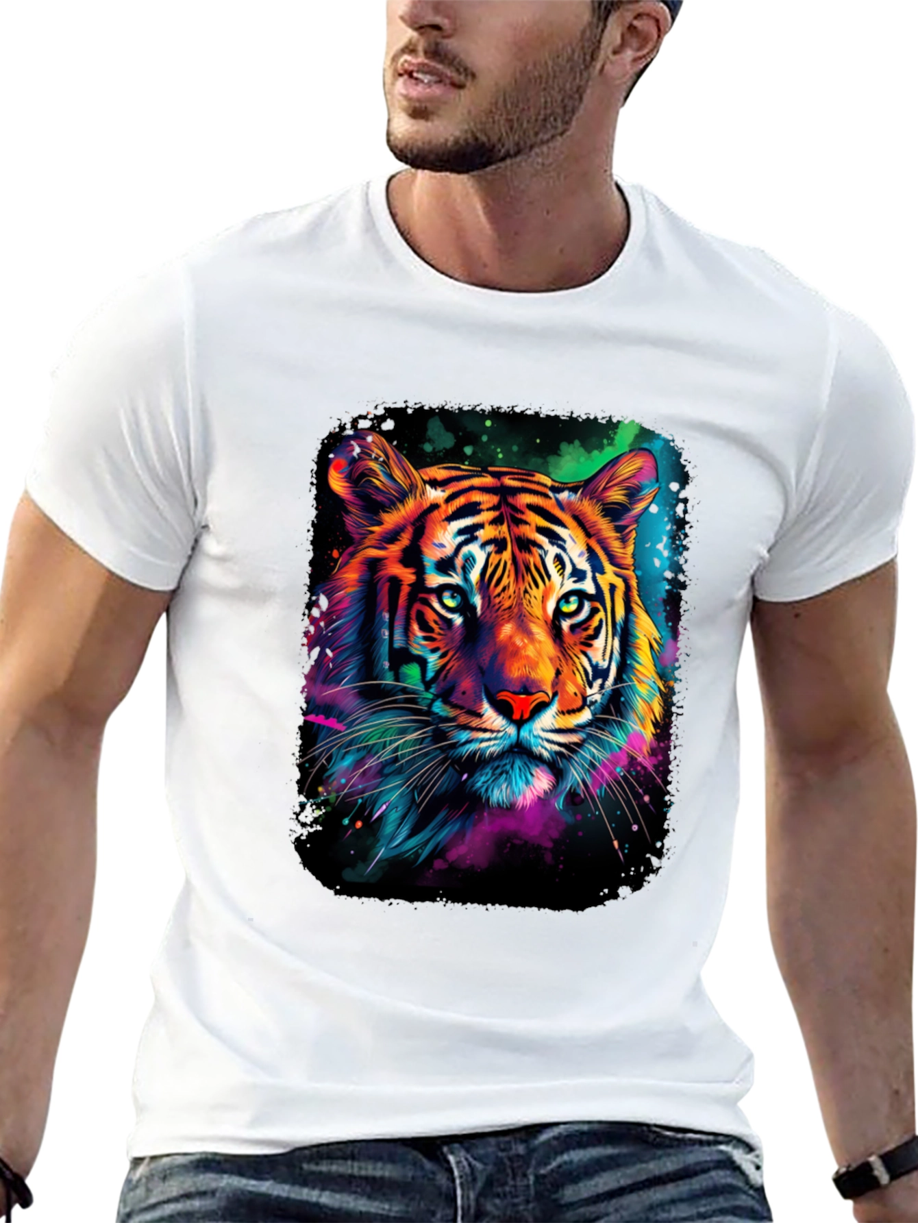 Neon Tiger Graphic Print Tee