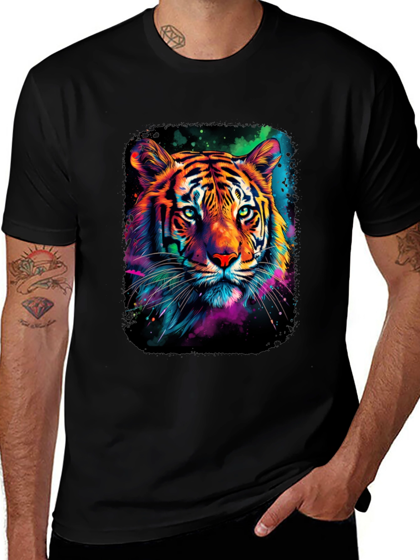 Neon Tiger Graphic Print Tee