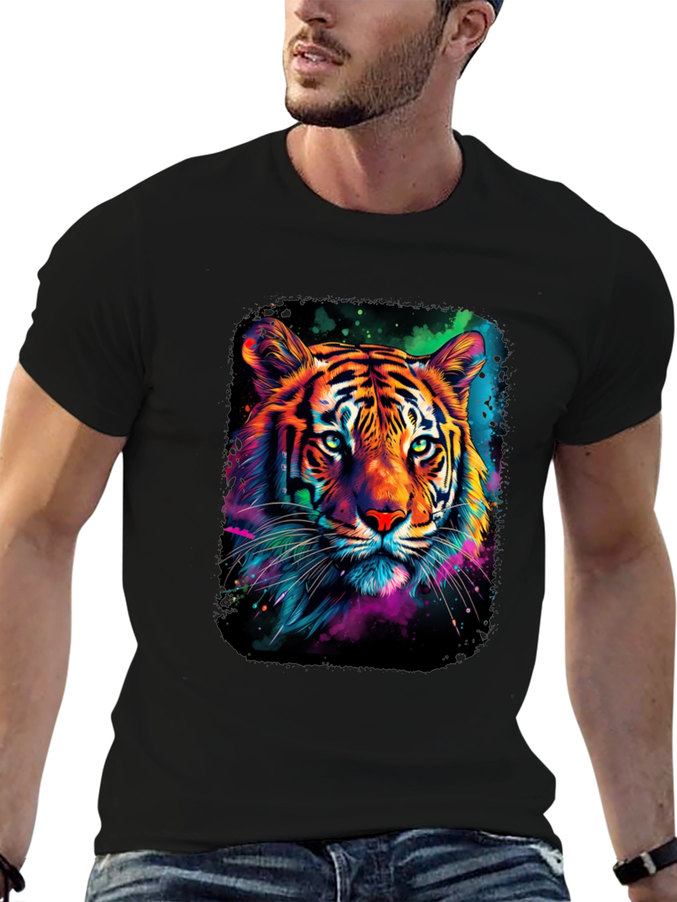 Neon Tiger Graphic Print Tee