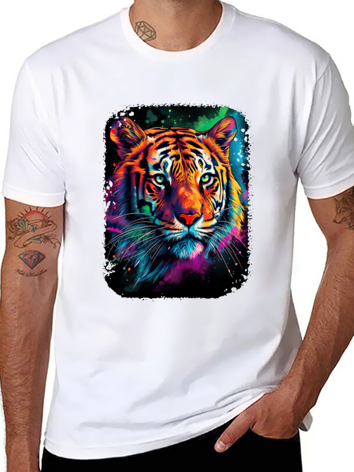 Neon Tiger Graphic Print Tee