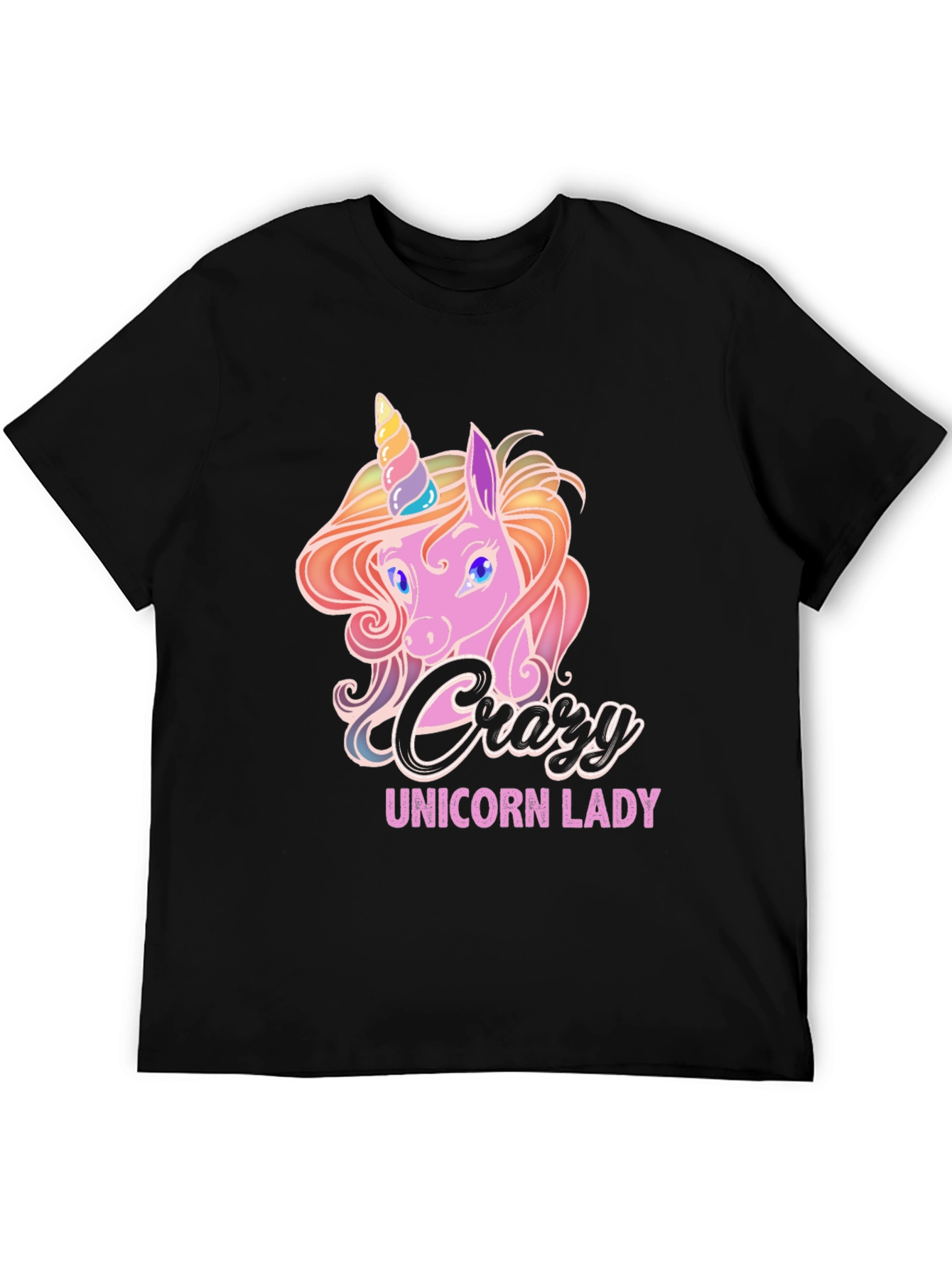 Crazy Unicorn Lady Black T-Shirt