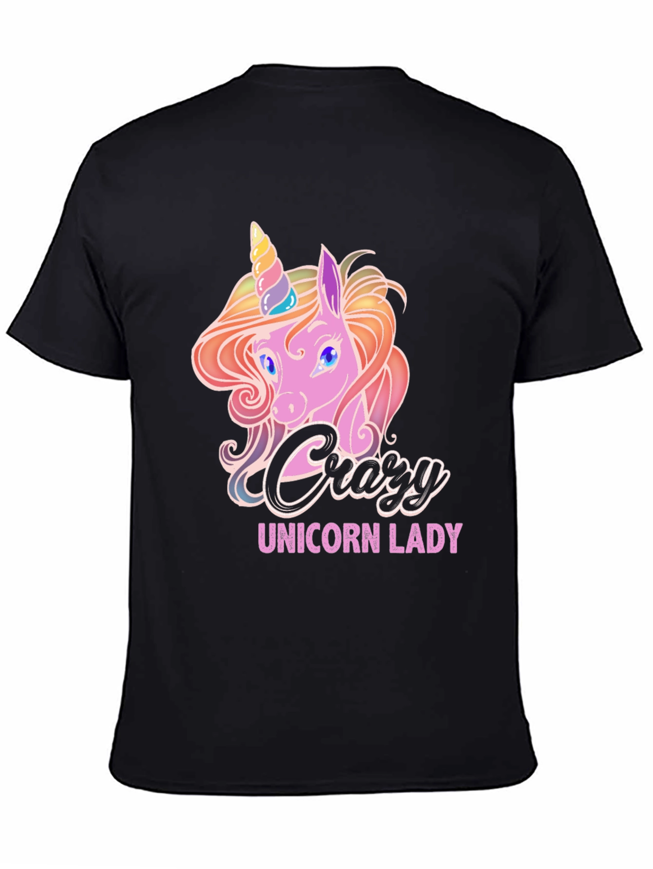 Crazy Unicorn Lady Black T-Shirt