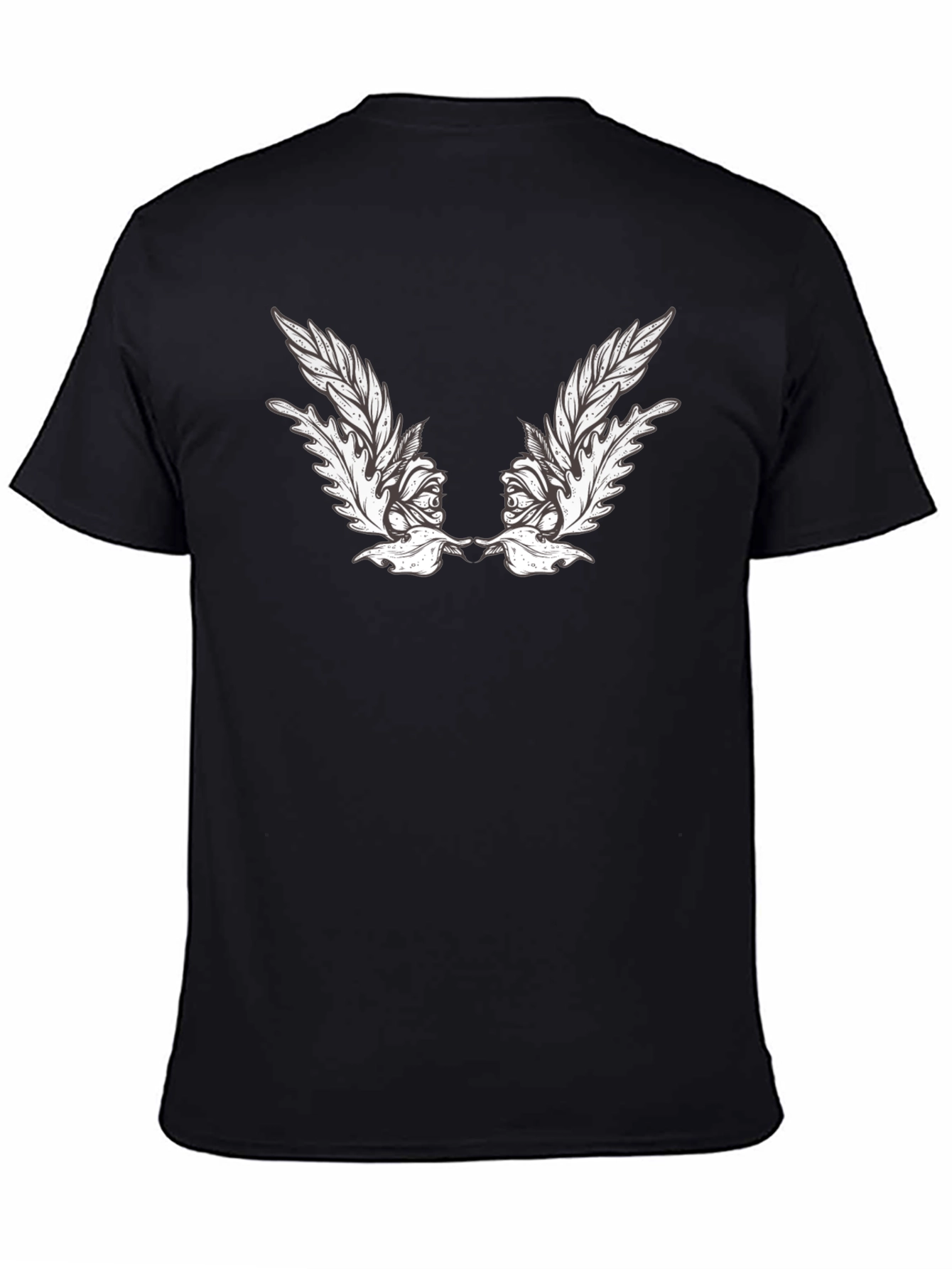 Mens Black T-Shirt with Feather Graphic