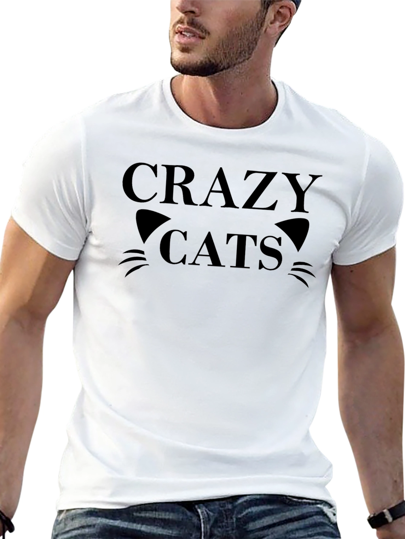 Crazy Cats Black T-Shirt -  Unisex Cotton Tee