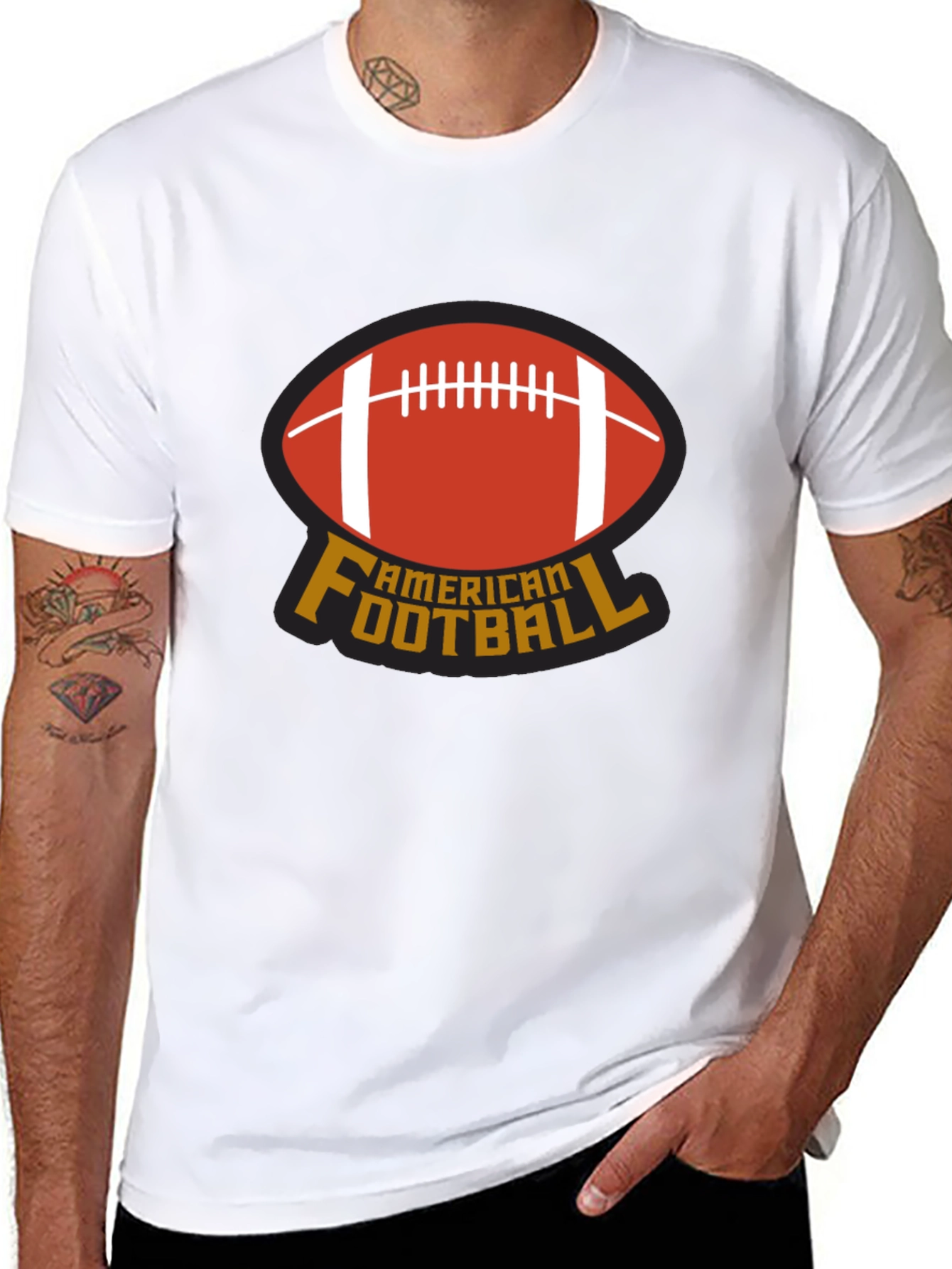 American Football T-Shirt - Black Crew Neck Tee