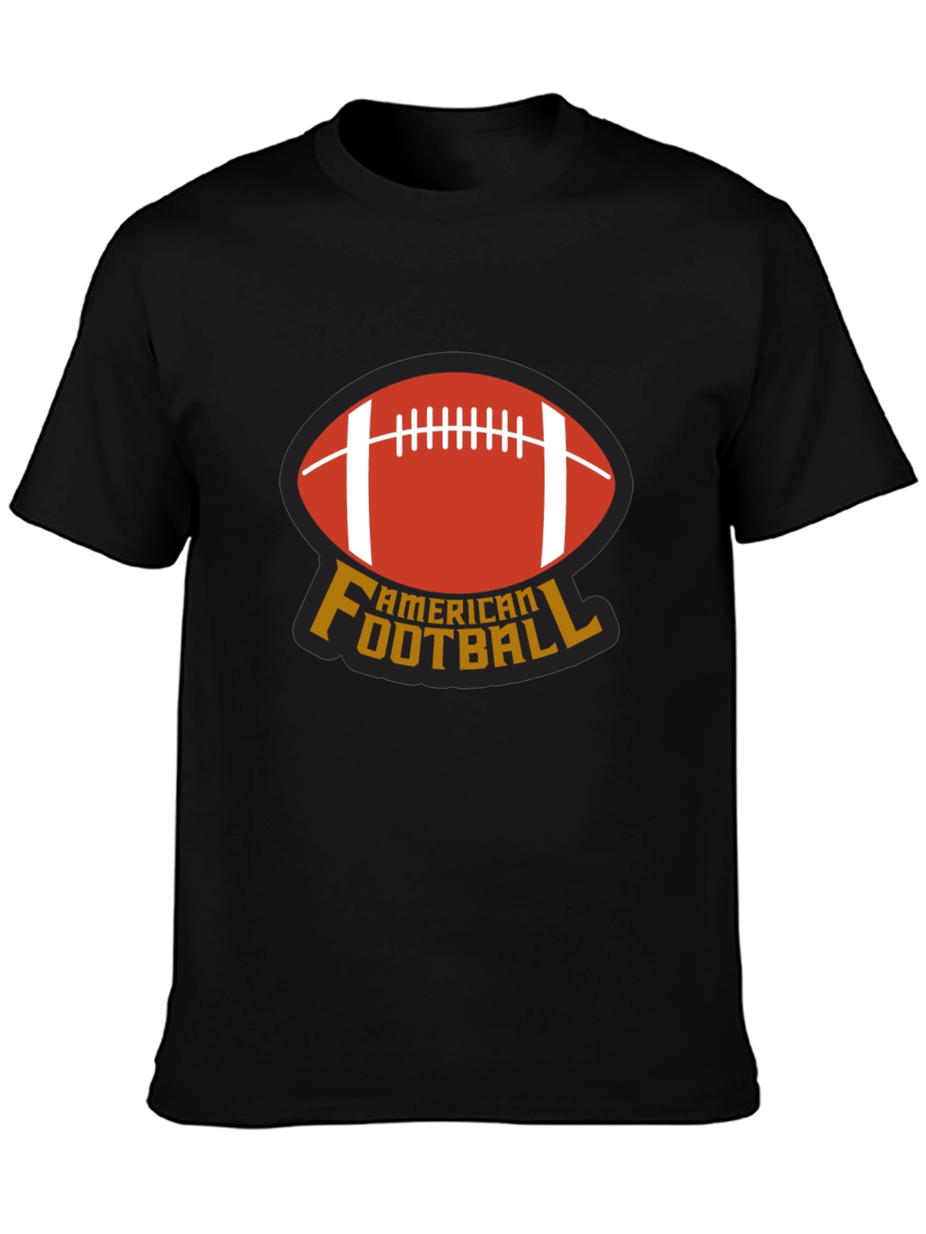 American Football T-Shirt - Black Crew Neck Tee