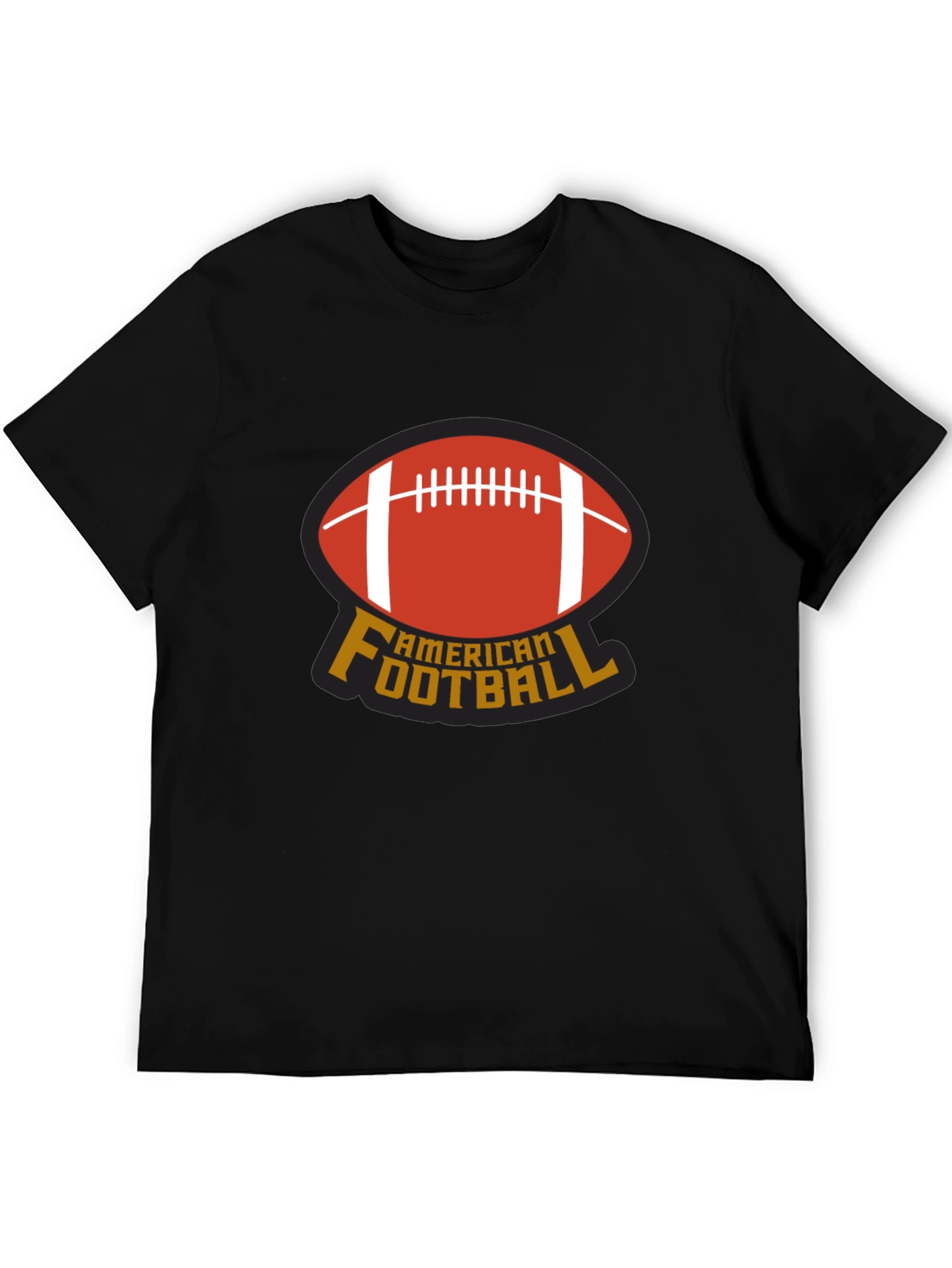 American Football T-Shirt - Black Crew Neck Tee