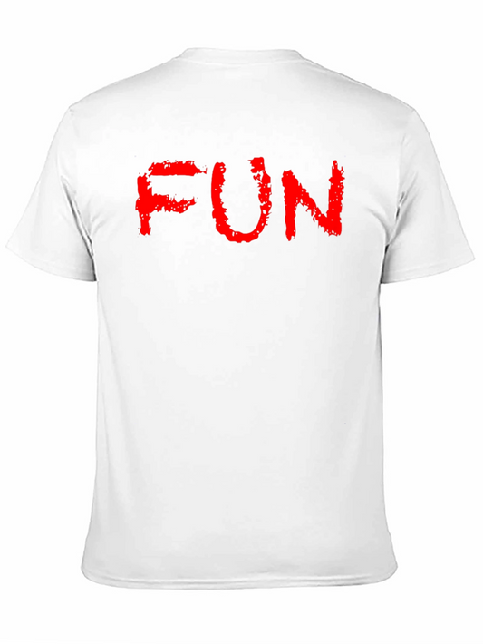FUN Red Text Black Cotton T-Shirt
