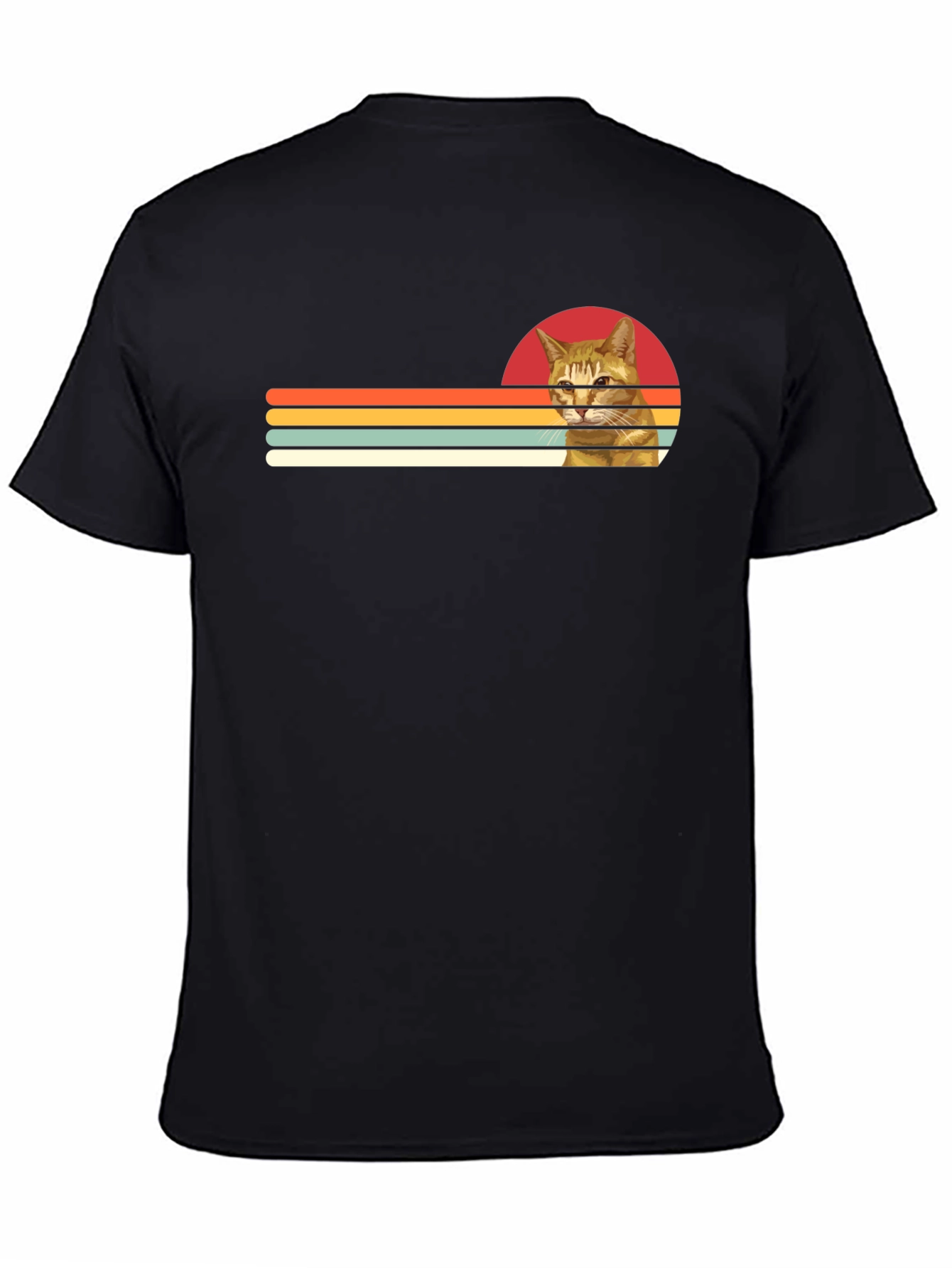 Retro Cat Graphic Tee - Unisex Black T-Shirt