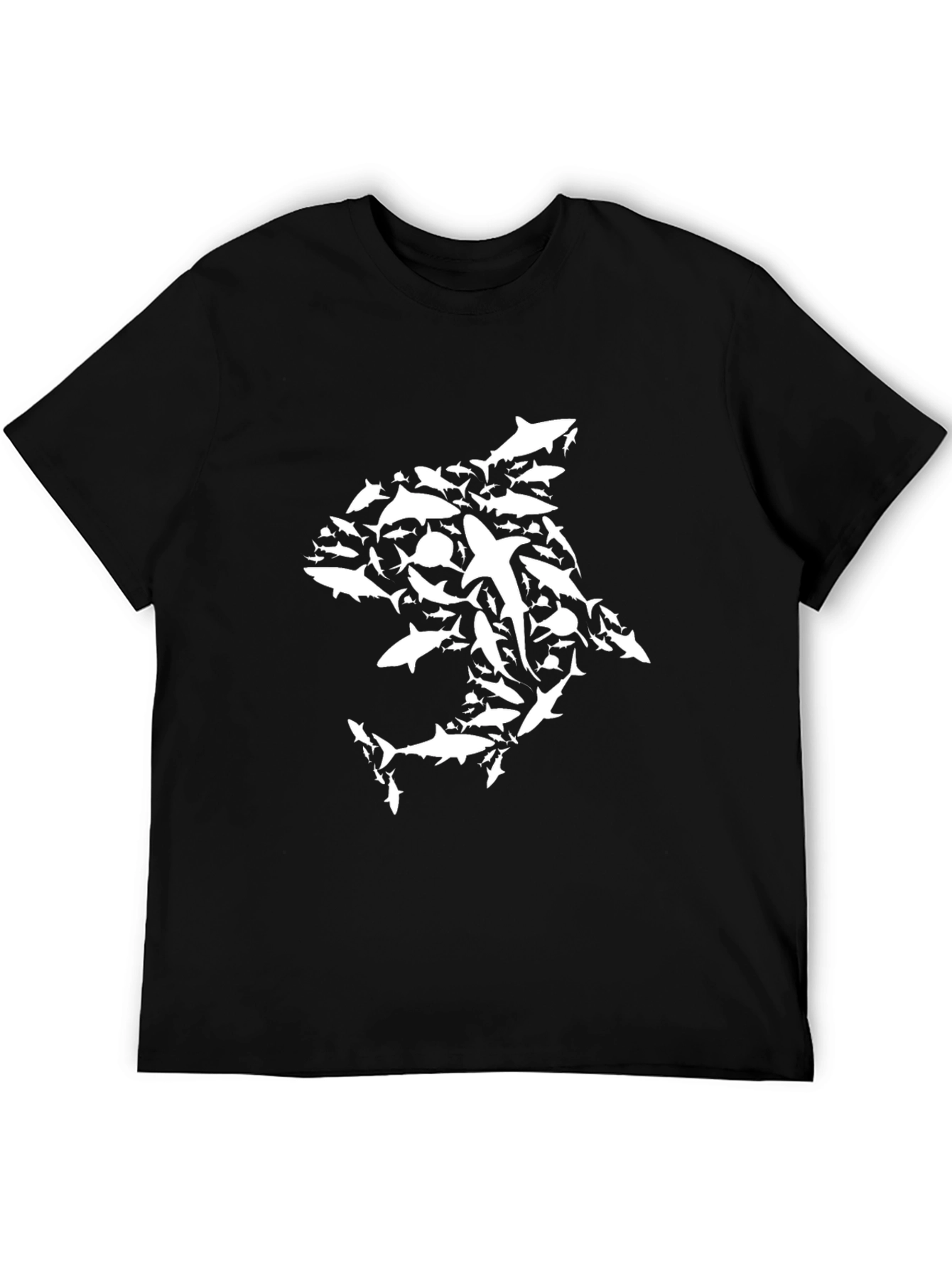 Shark Collage Graphic Tee - Black Cotton