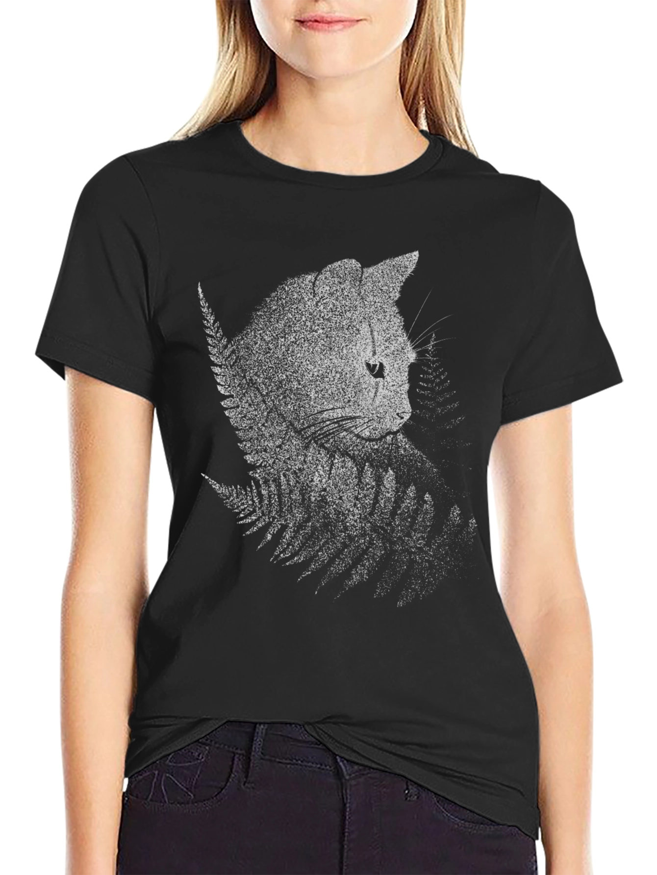 Nature Cat Graphic Tee - Black Crewneck