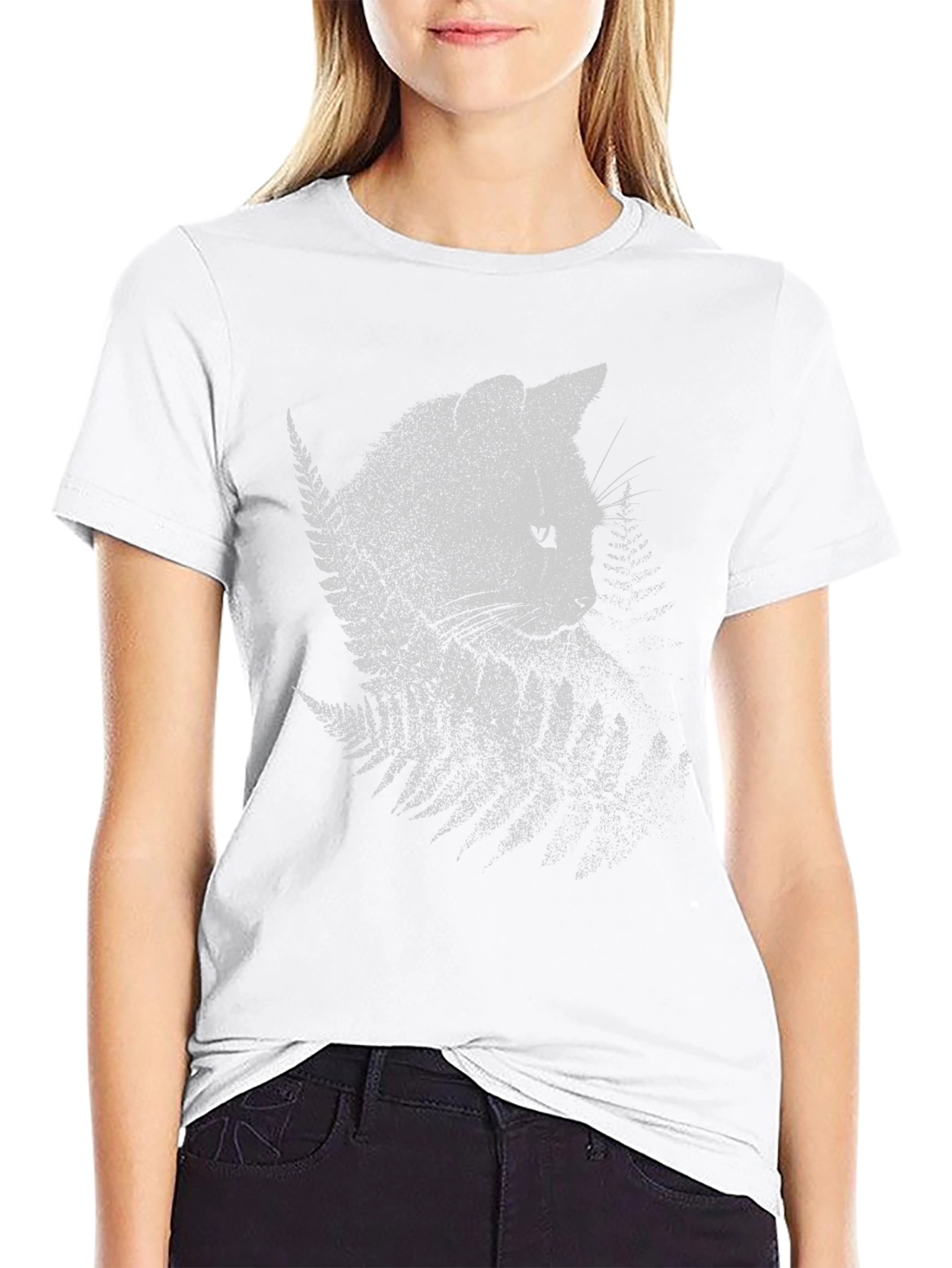 Nature Cat Graphic Tee - Black Crewneck