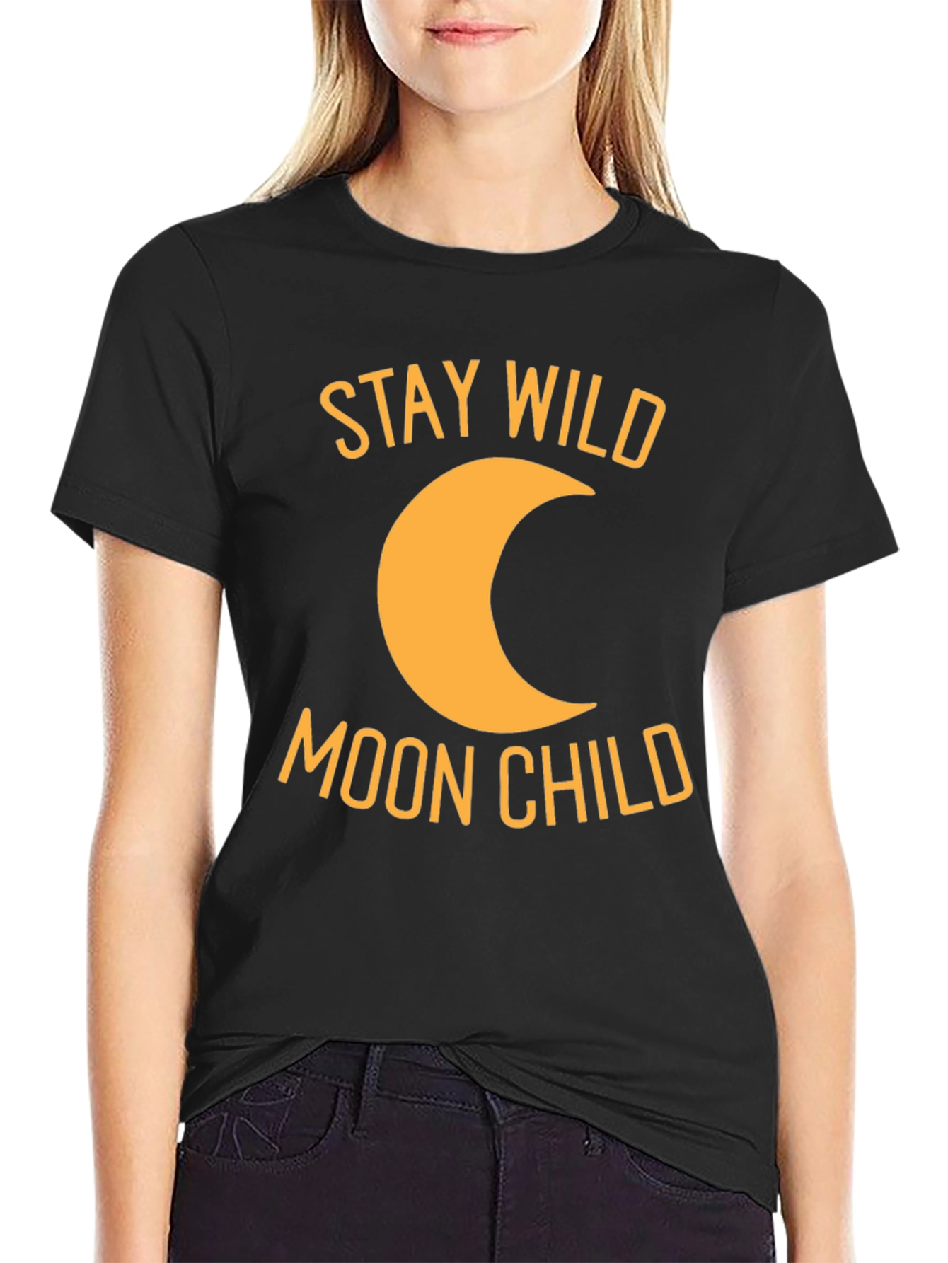 Stay Wild Moon Child Black Graphic T-Shirt