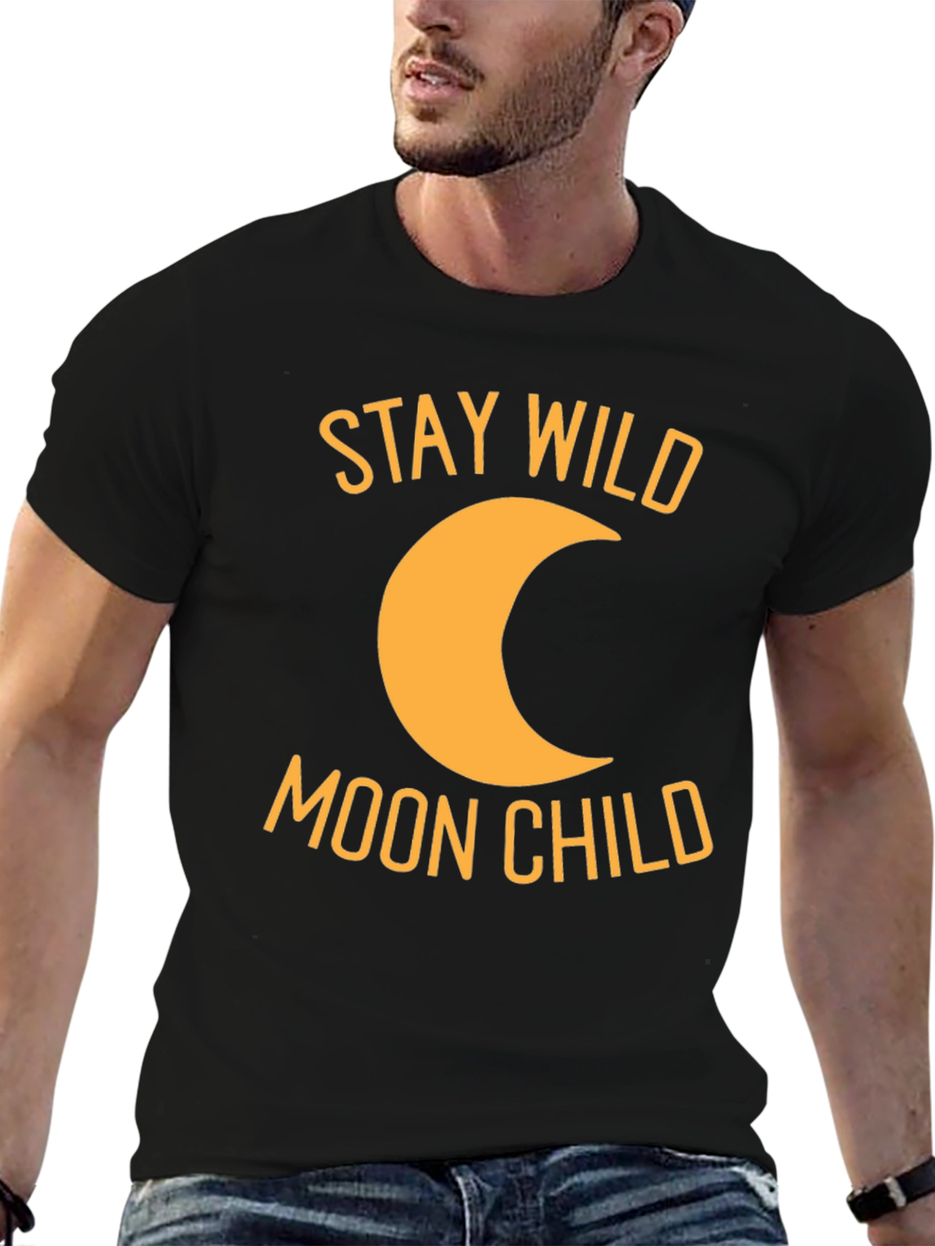 Stay Wild Moon Child Black Graphic T-Shirt
