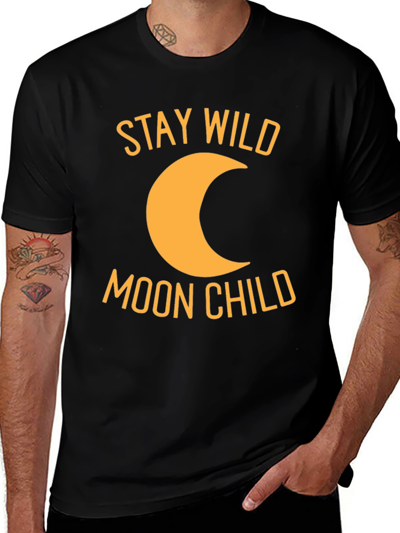 Stay Wild Moon Child Black Graphic T-Shirt