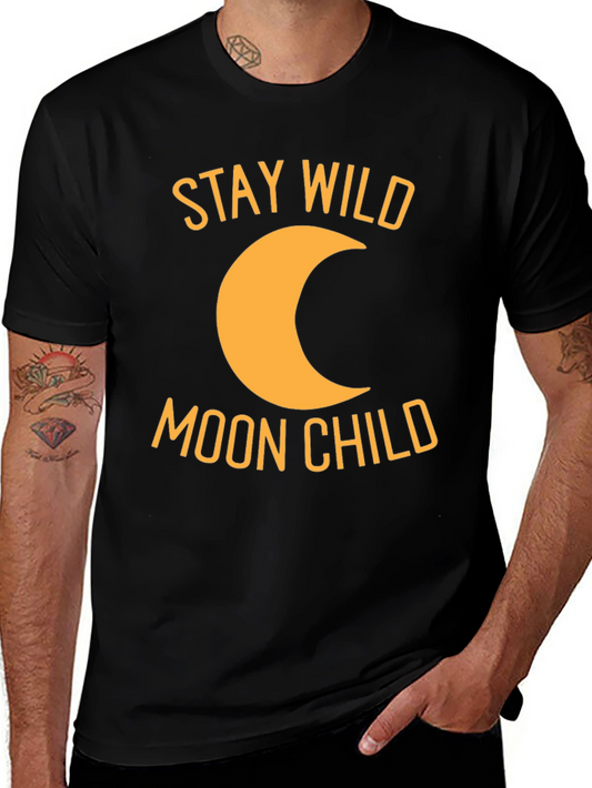 Stay Wild Moon Child Black Graphic T-Shirt