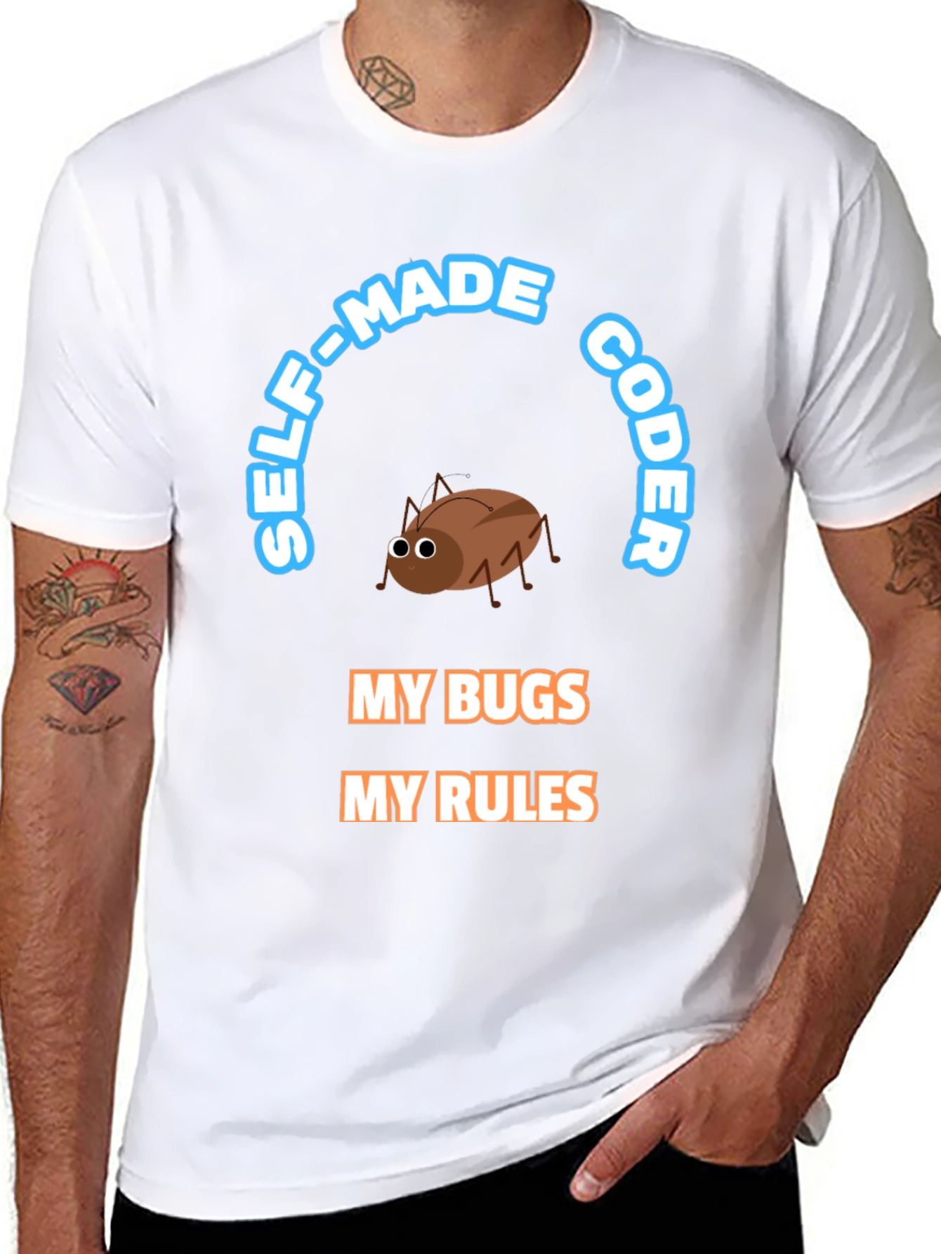Self-Made Coder T-Shirt - Bug Design