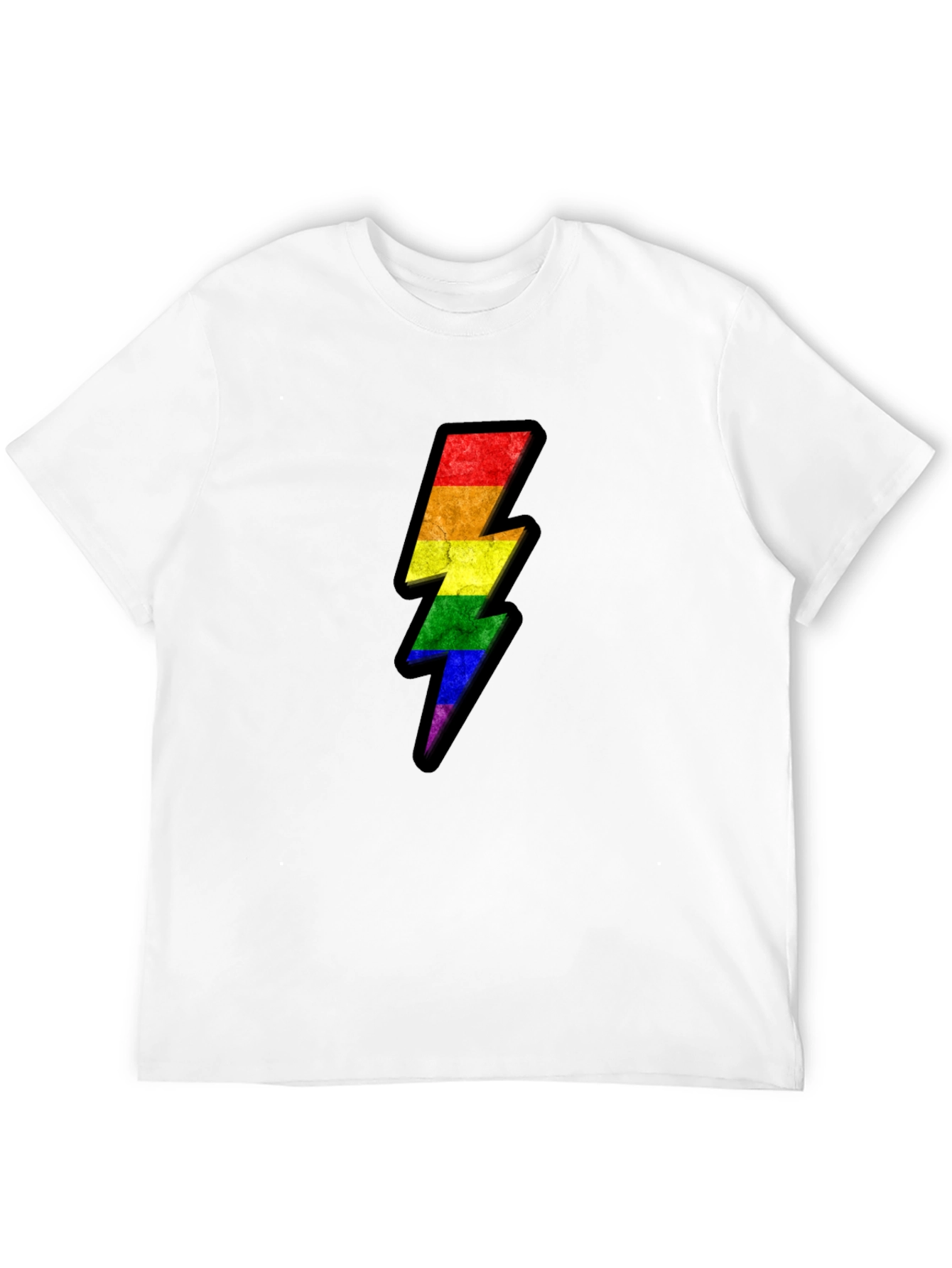 Rainbow Lightning Bolt Graphic Tee - Black