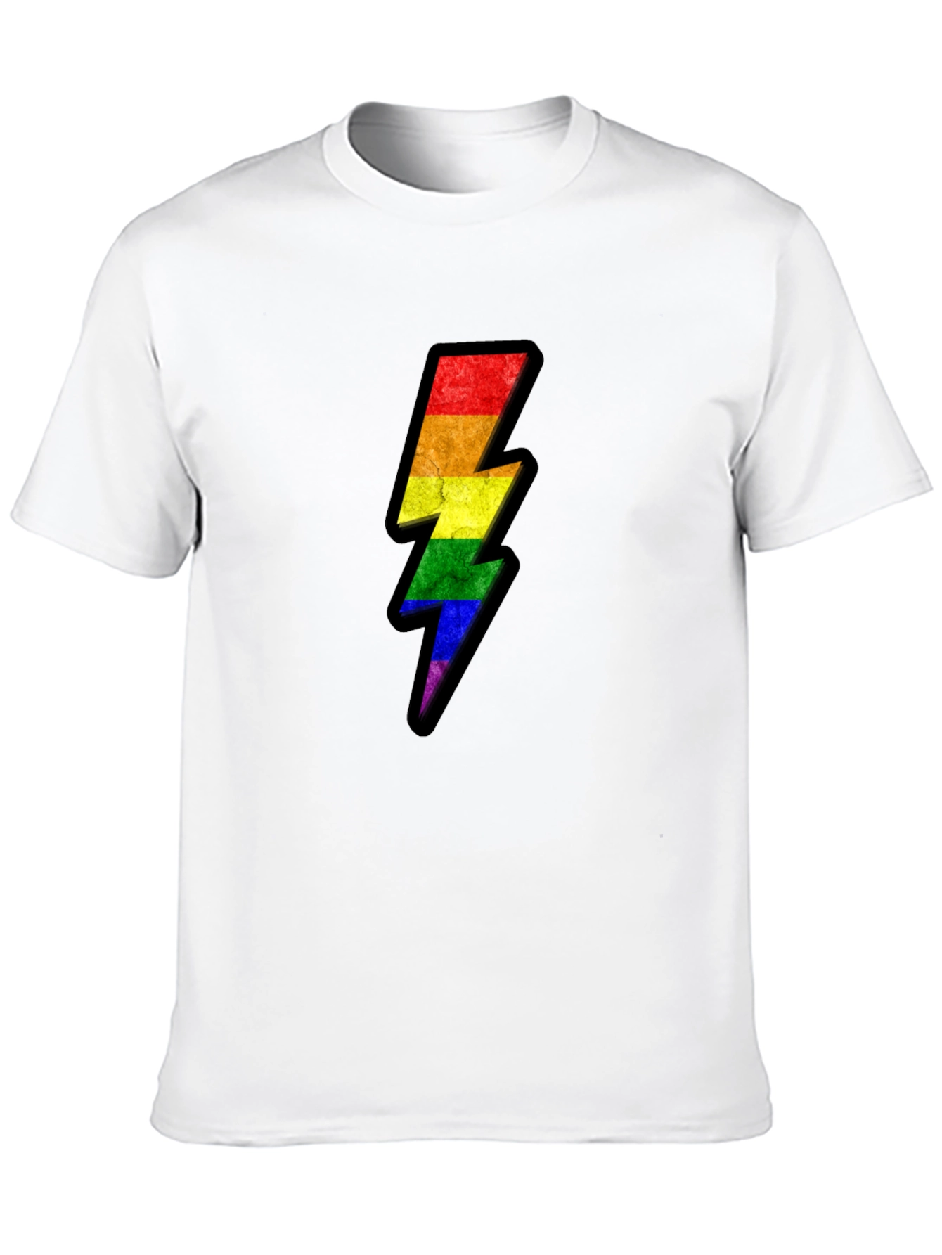 Rainbow Lightning Bolt Graphic Tee - Black