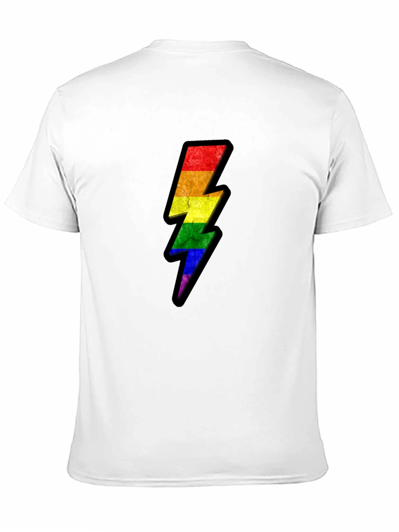 Rainbow Lightning Bolt Graphic Tee - Black