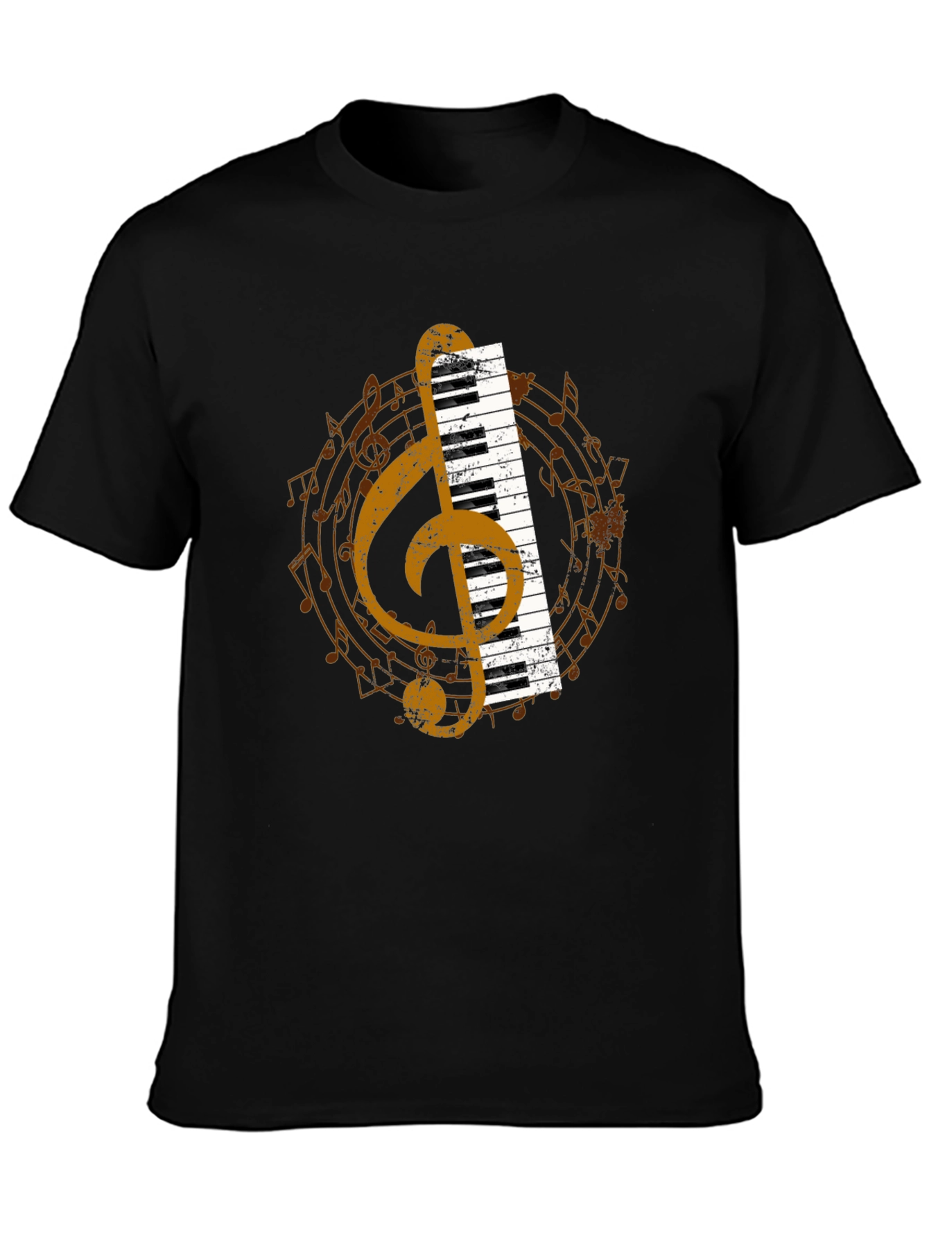 Musical T-Shirt: Piano & Treble Clef Graphic Tee