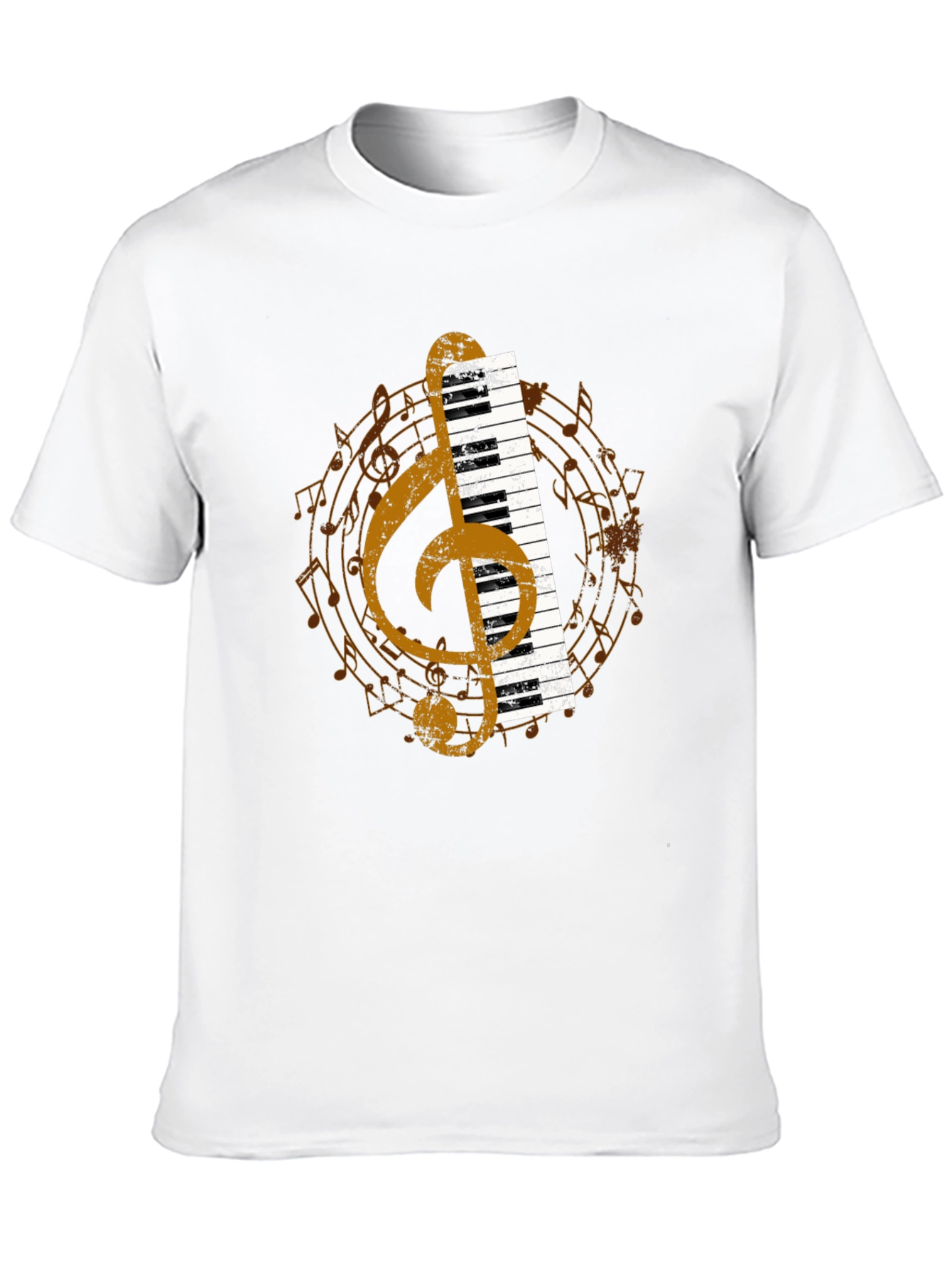 Musical T-Shirt: Piano & Treble Clef Graphic Tee