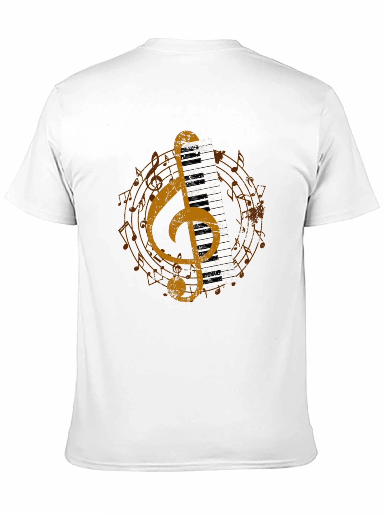 Musical T-Shirt: Piano & Treble Clef Graphic Tee
