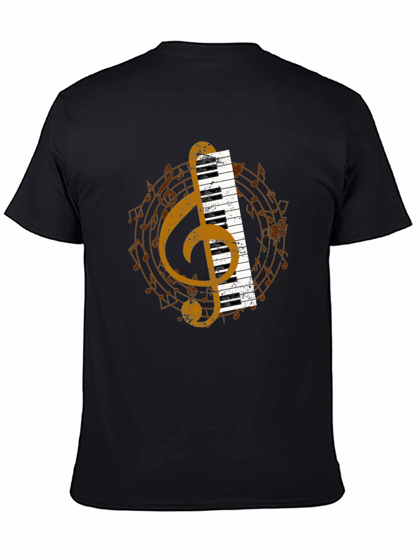 Musical T-Shirt: Piano & Treble Clef Graphic Tee