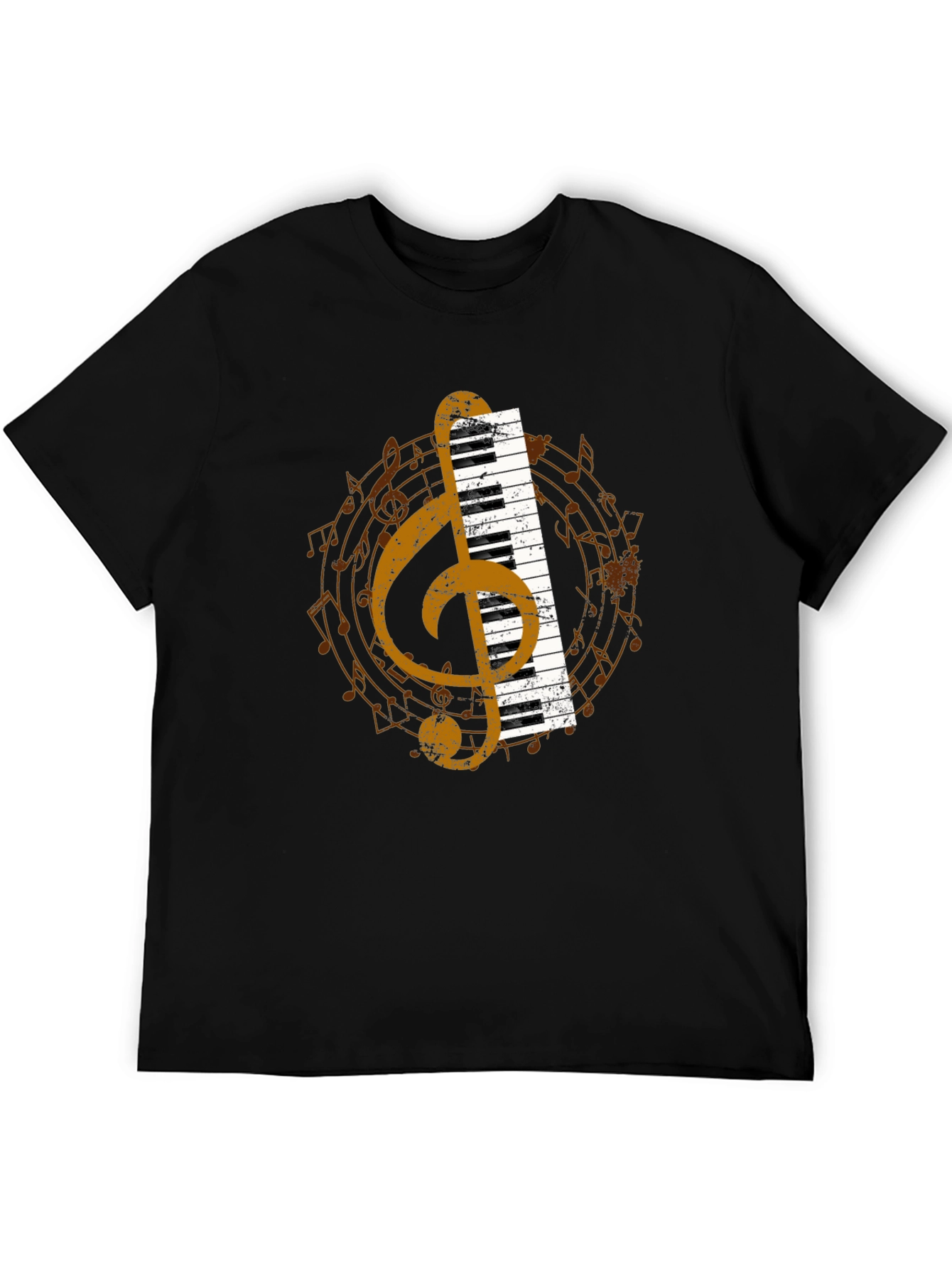 Musical T-Shirt: Piano & Treble Clef Graphic Tee