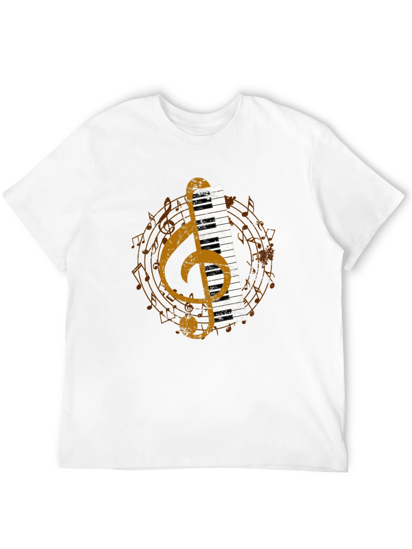 Musical T-Shirt: Piano & Treble Clef Graphic Tee