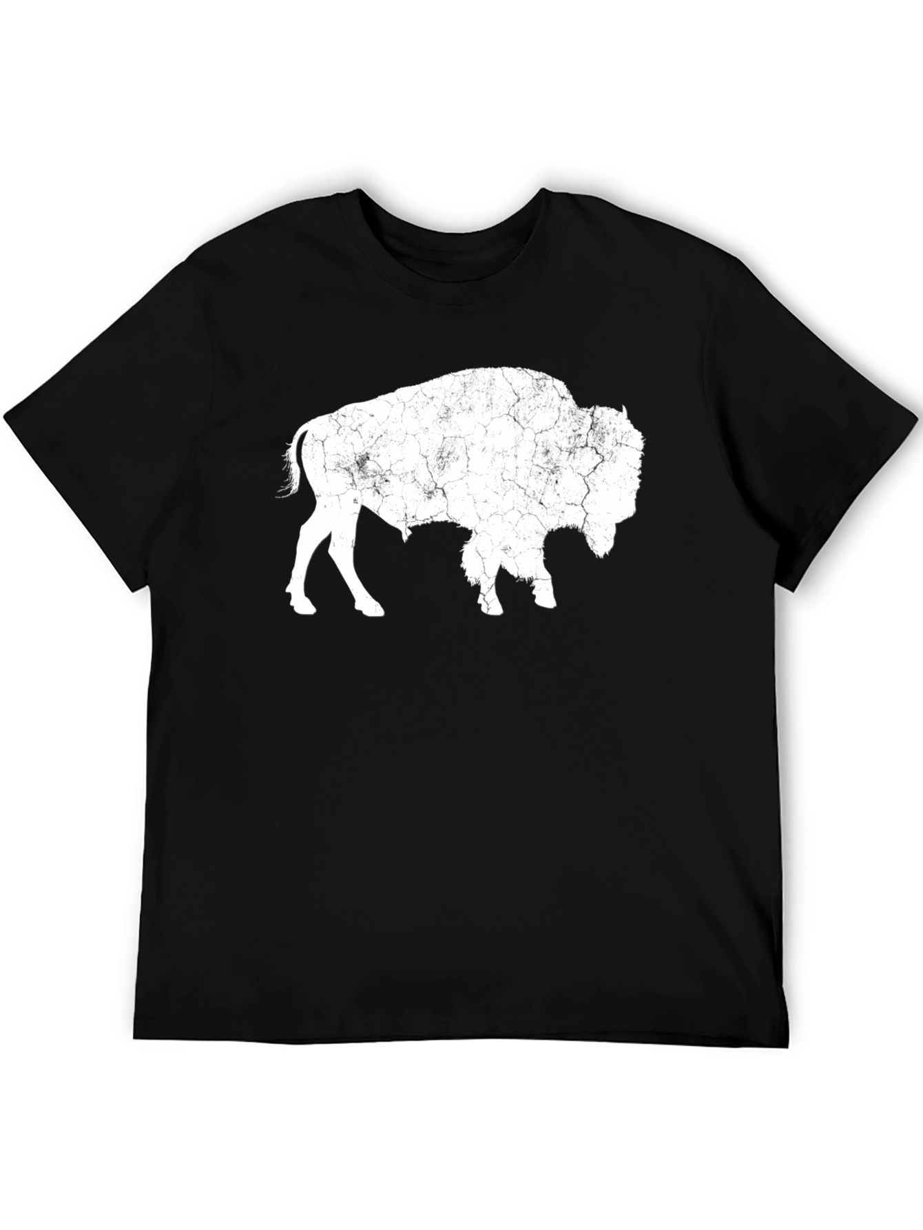 Distressed Bison Graphic Tee - Black