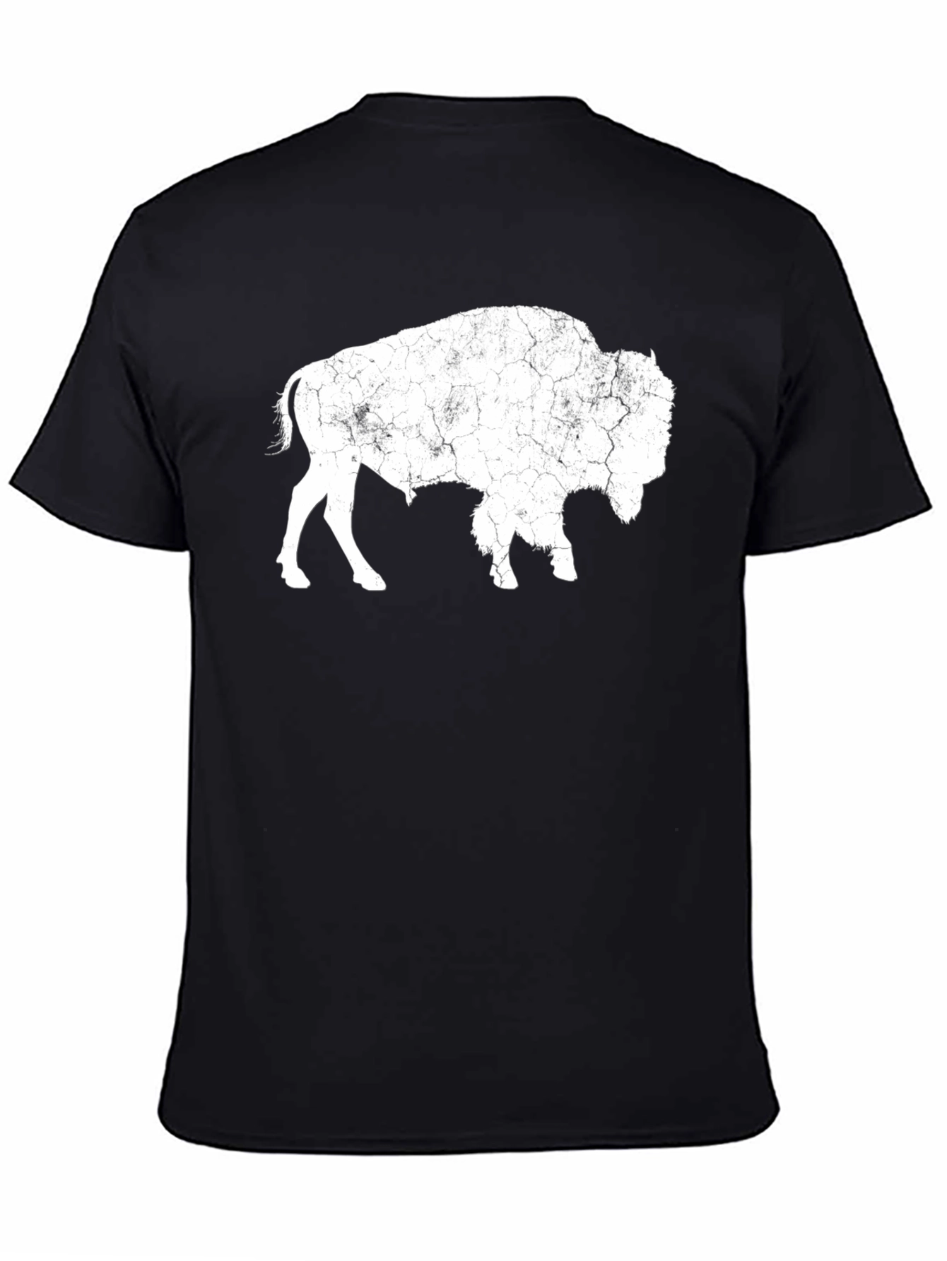 Distressed Bison Graphic Tee - Black