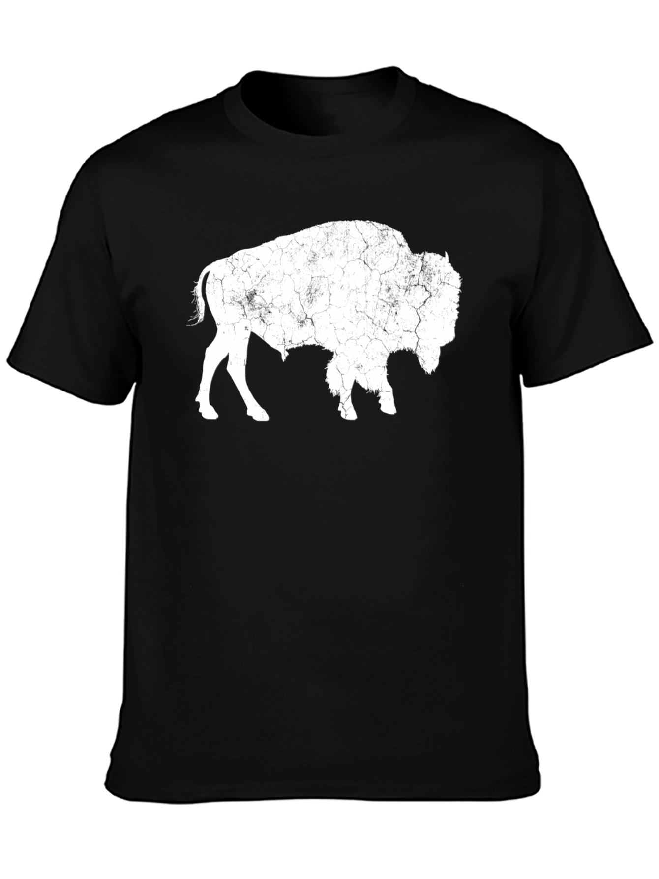 Distressed Bison Graphic Tee - Black