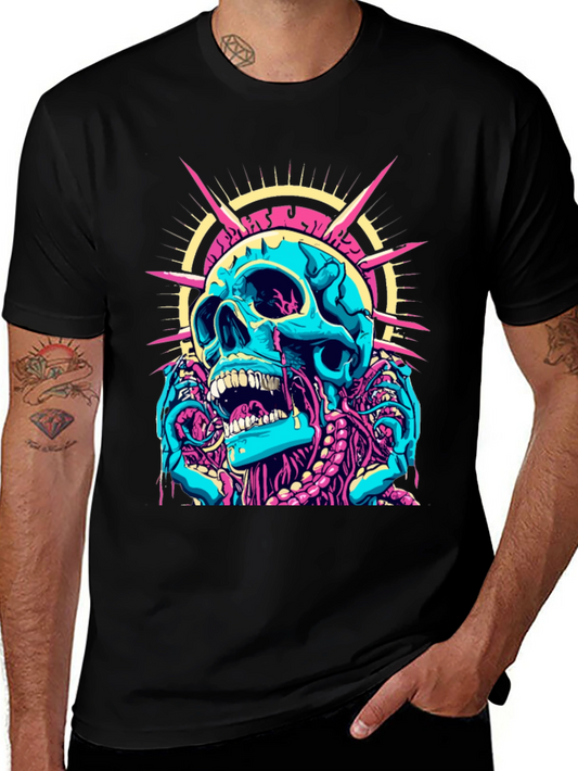 Skull Graphic Print Black T-Shirt