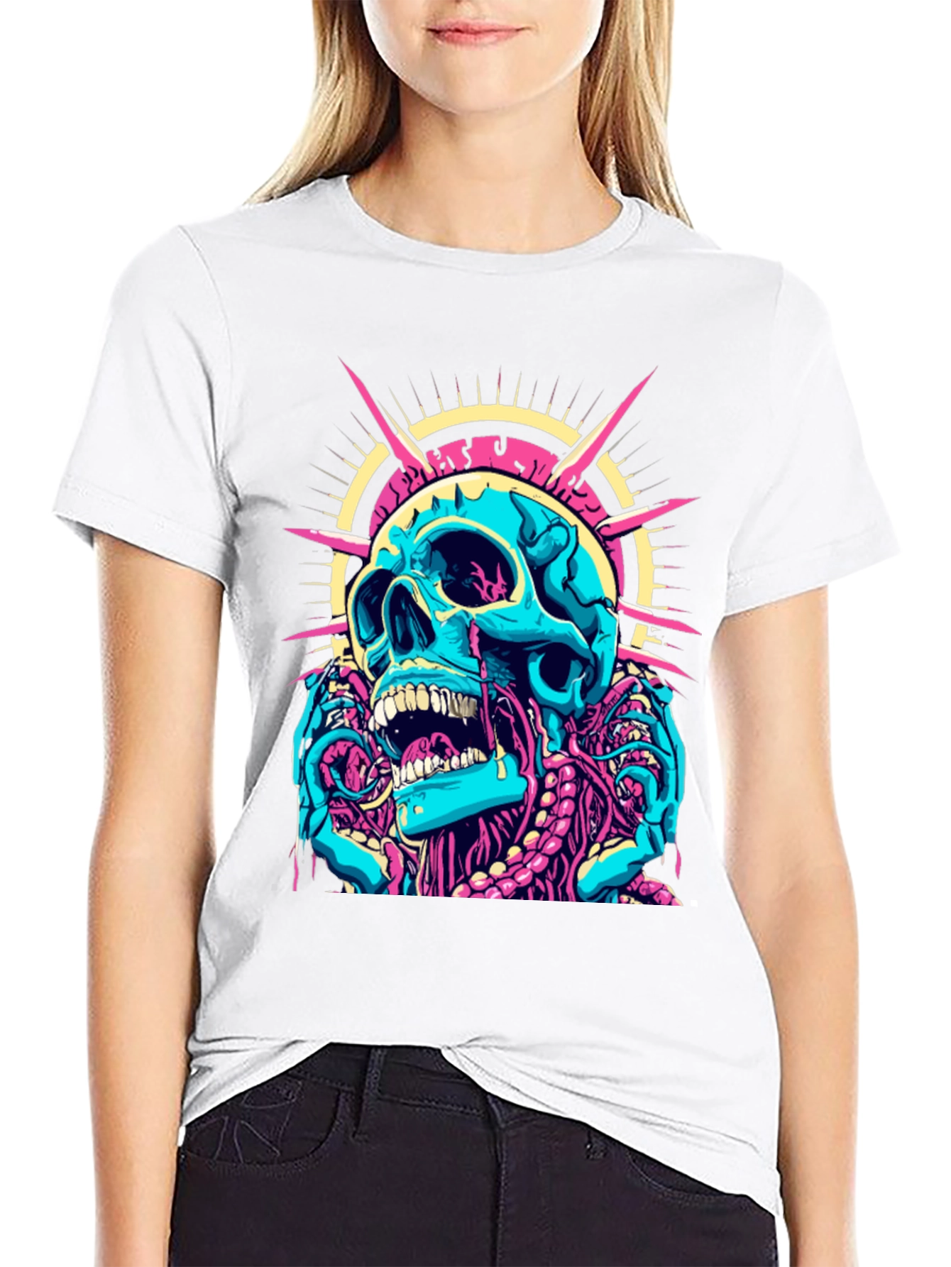 Skull Graphic Print Black T-Shirt