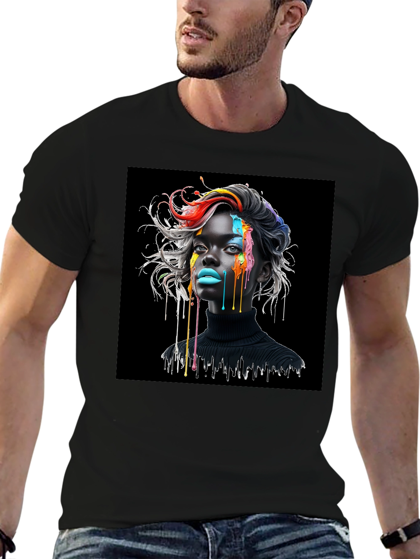 Artistic Drip Black T-Shirt - Unisex