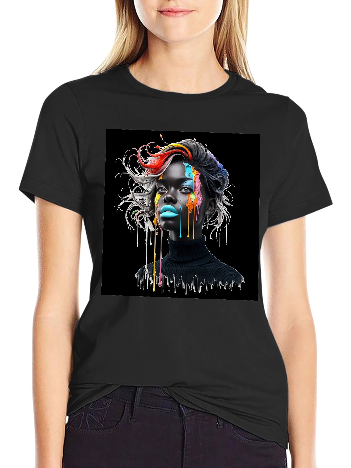 Artistic Drip Black T-Shirt - Unisex
