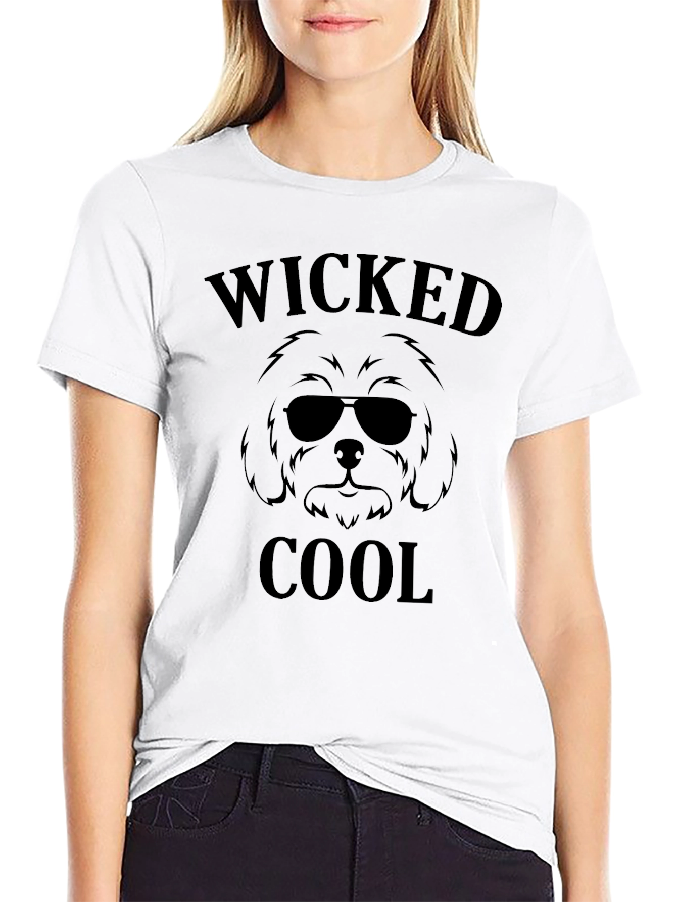Wicked Cool Dog Graphic Tee - Black Cotton T-Shirt