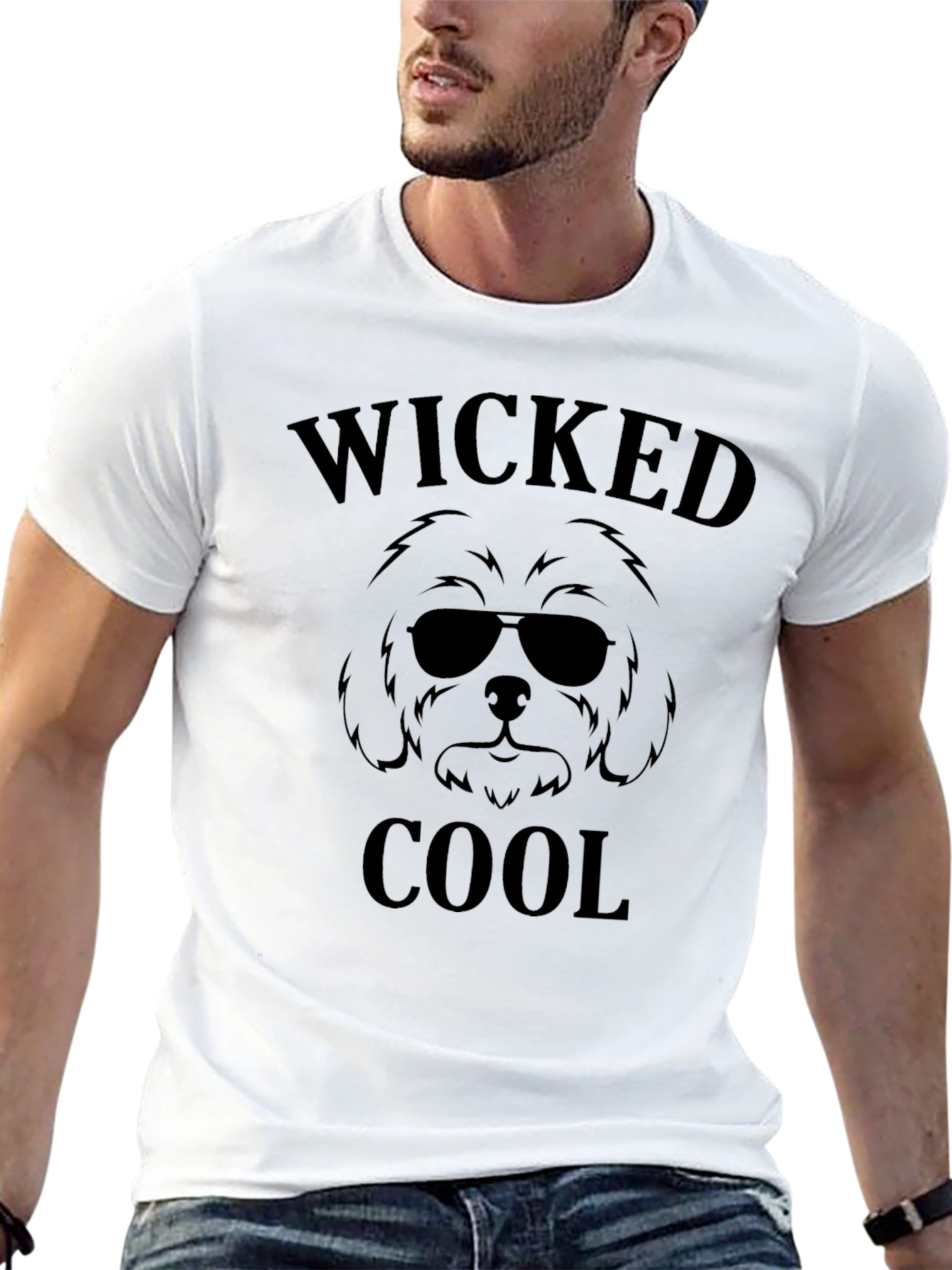 Wicked Cool Dog Graphic Tee - Black Cotton T-Shirt