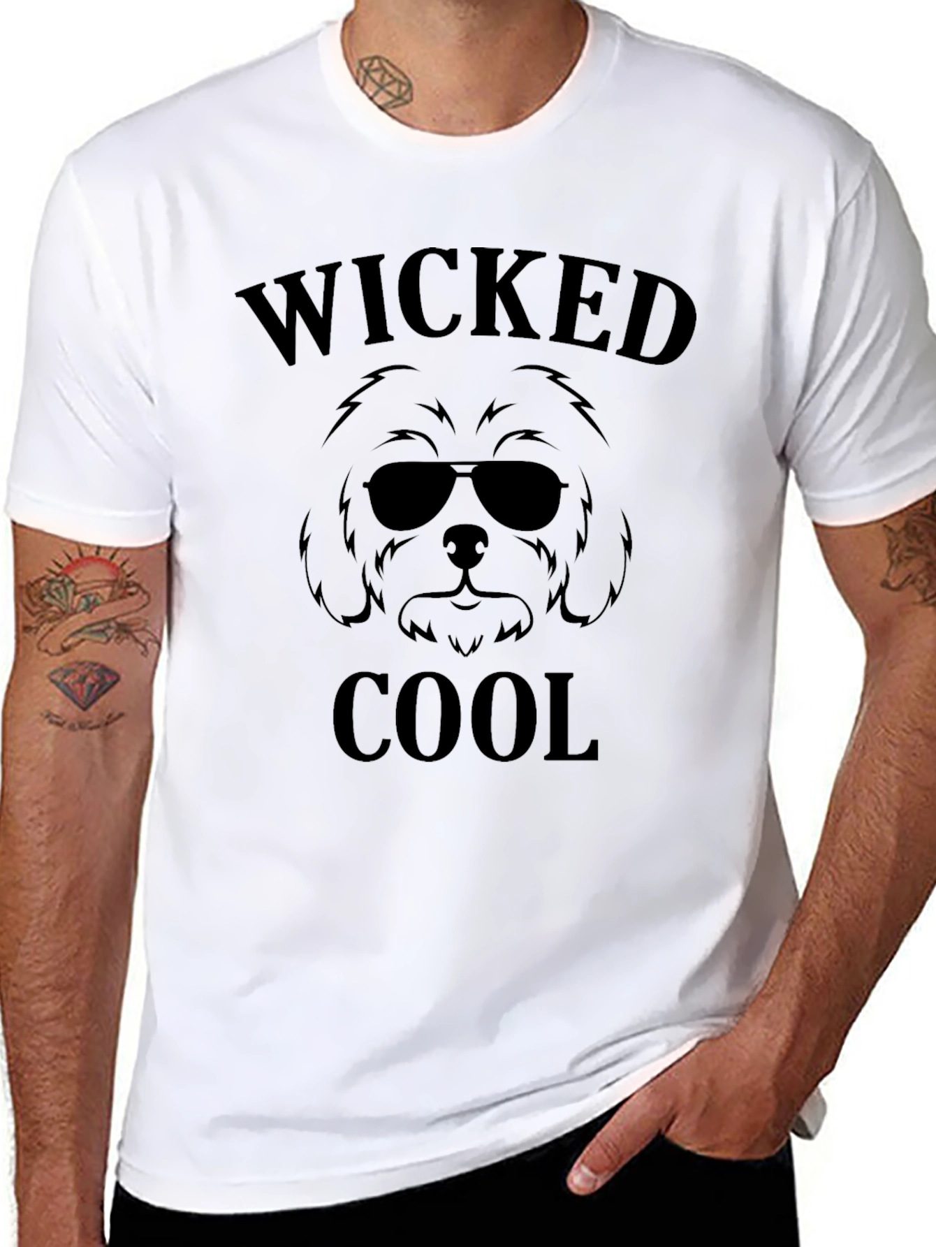 Wicked Cool Dog Graphic Tee - Black Cotton T-Shirt