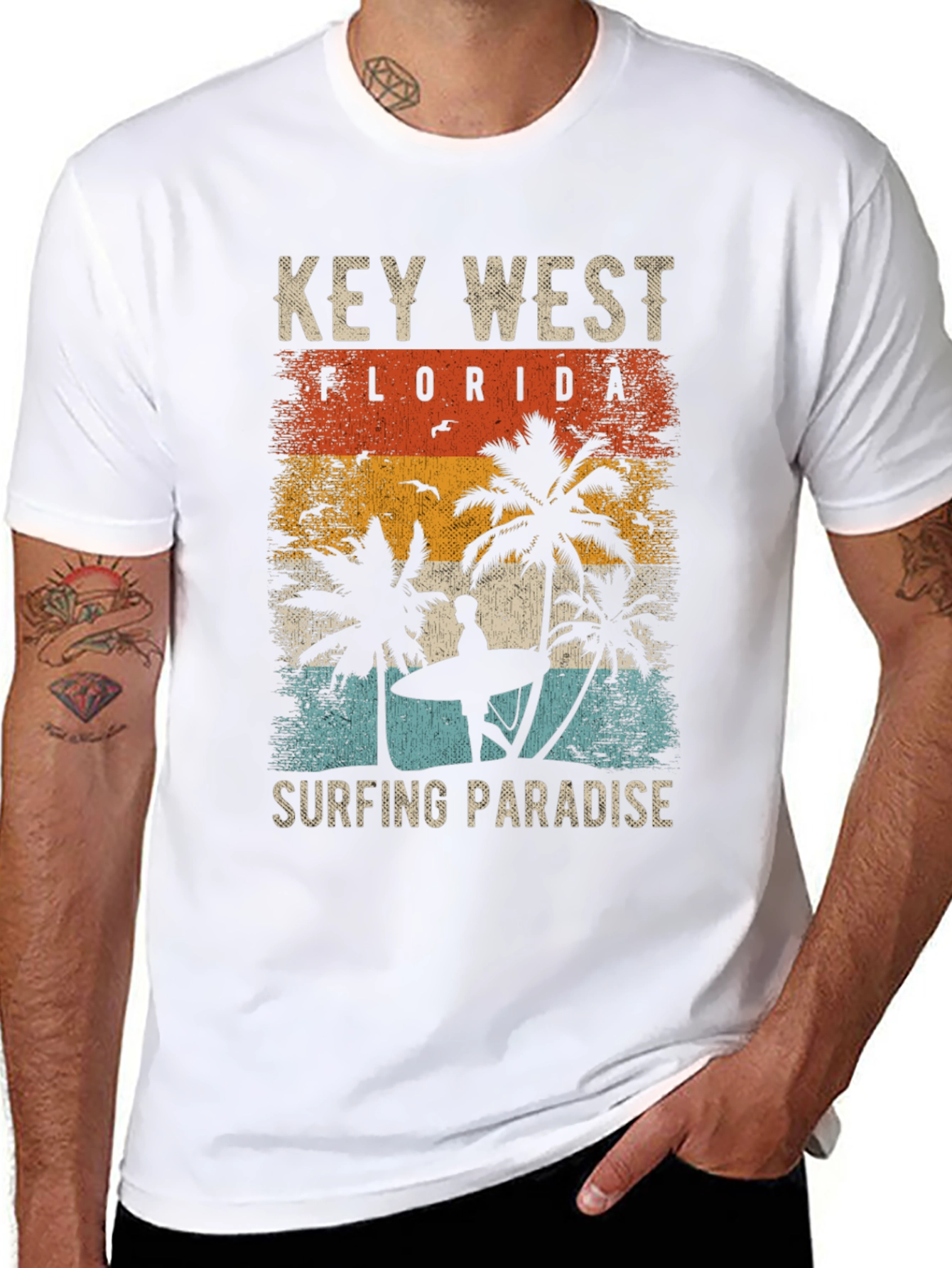 Key West Florida Surfing Paradise Graphic Tee
