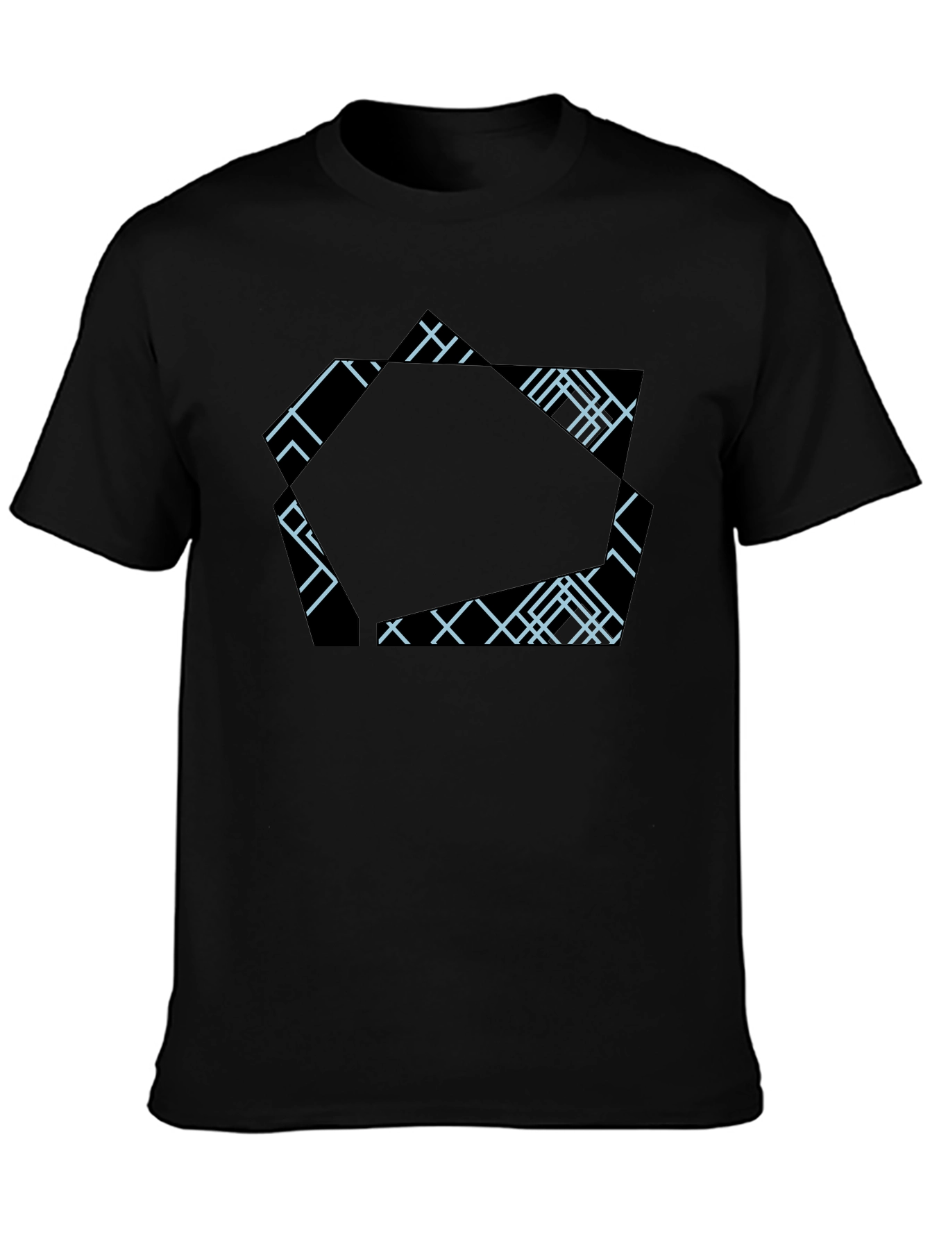 Geometric Design Black T-Shirt - Modern Casual Wear