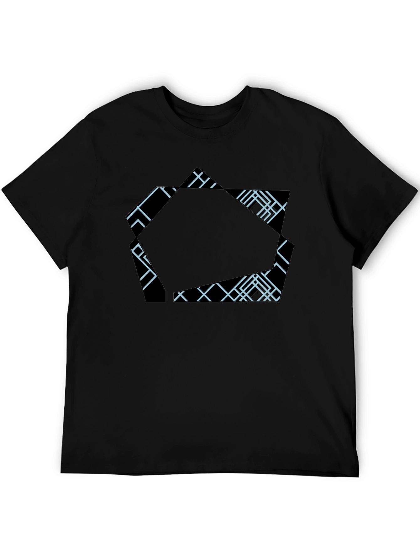 Geometric Design Black T-Shirt - Modern Casual Wear