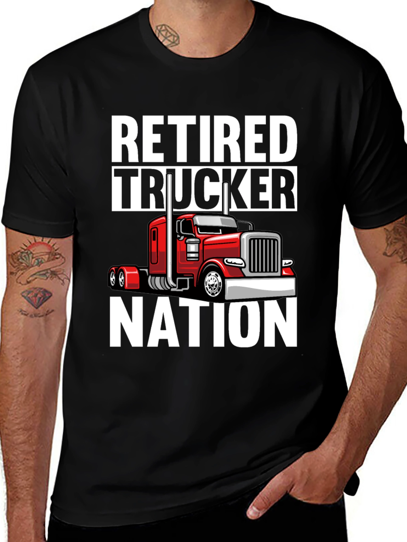 Retired Trucker Nation Black Graphic Tee