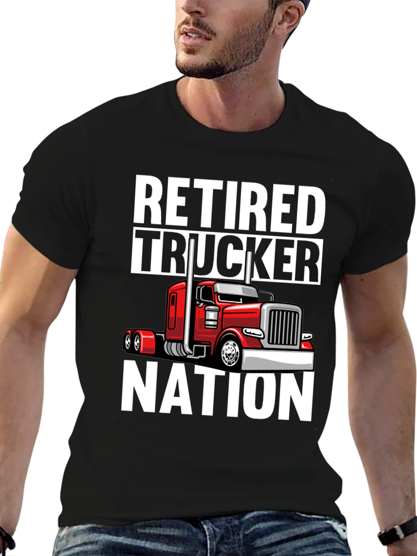 Retired Trucker Nation Black Graphic Tee